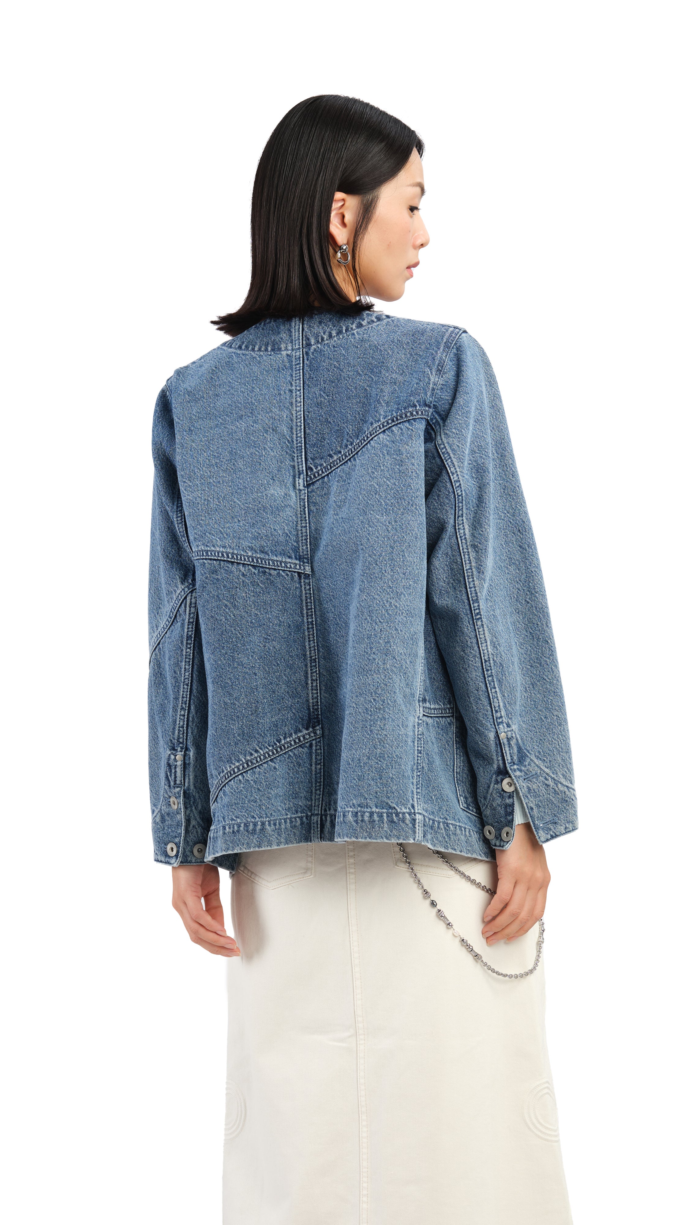 Vintage Rebuilt Collarless Denim Jacket for Women & Men - Distressed Denim Trucker Jacket with Raw Hem - Perfect for Streetwear, Layering & Casual Outfits
