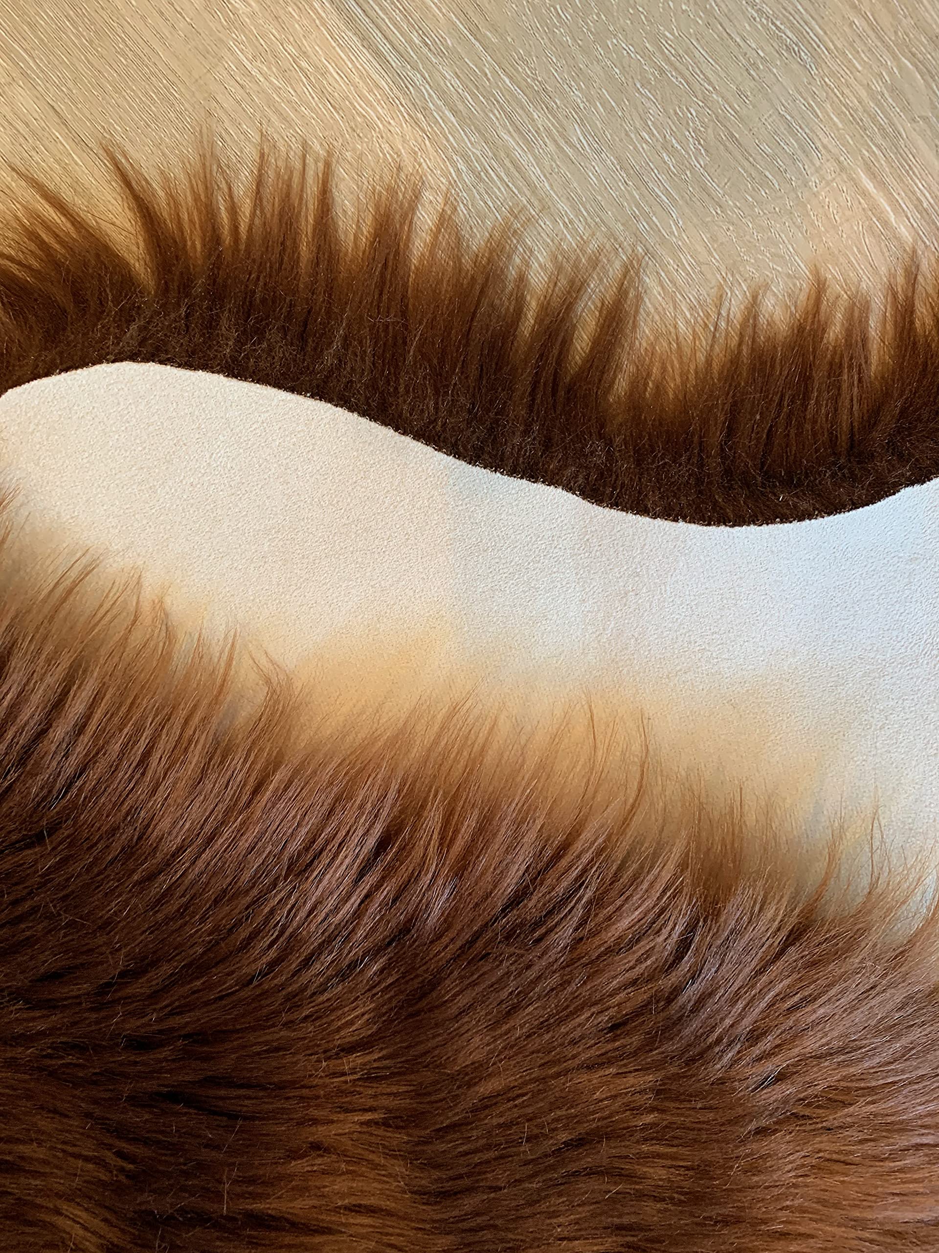 LAMBZY Faux Sheepskin Rug - Super Soft Hypoallergenic Shaggy Carpet for Living Room, Nursery, Bedroom & Sofa - 6'x8' Brown Octo 8 Pelts - Cozy Home Decor, Perfect for Kids Play Area & Winter Floor Warmth