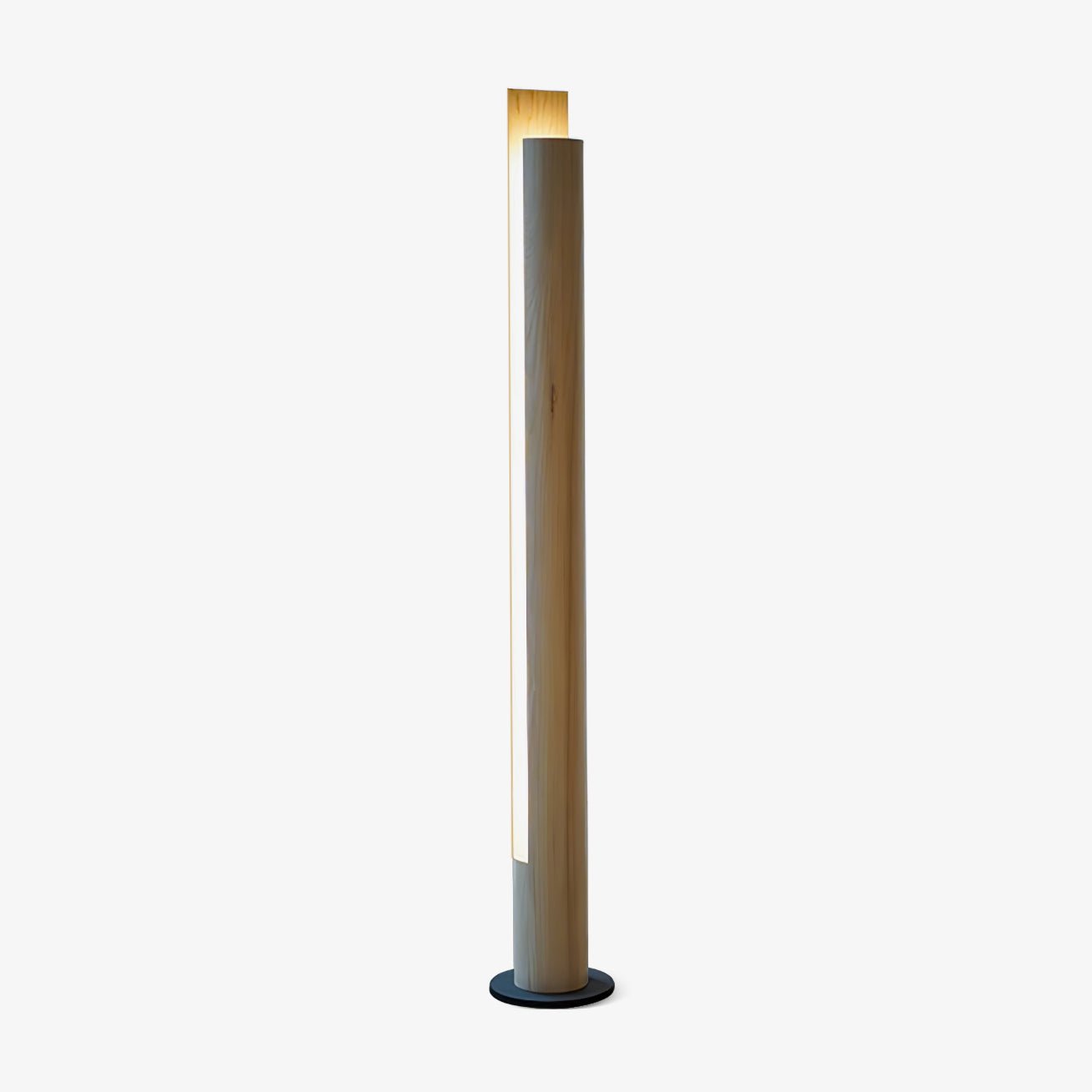 Modern Cylindrical Timber Column Floor Lamp - Rustic Wooden Standing Light for Living Room, Bedroom & Office Decor