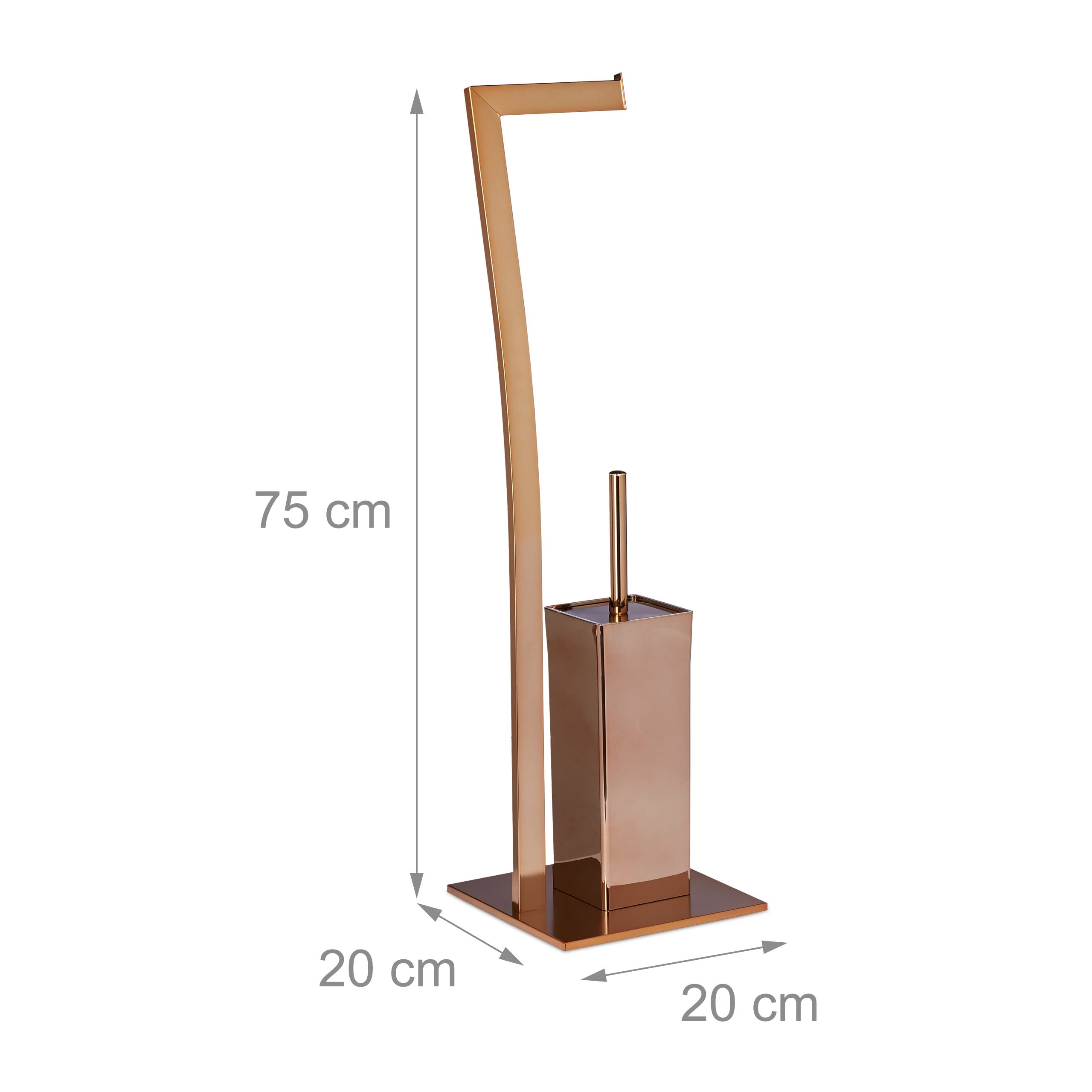 Stainless Steel Free-Standing Toilet Brush and Holder Set with Copper Accents - 71 x 20 x 20 cm Bathroom Cleaning Tool for Modern Homes (Ideal for Toilet, Bathroom & Guest Powder Room Maintenance)