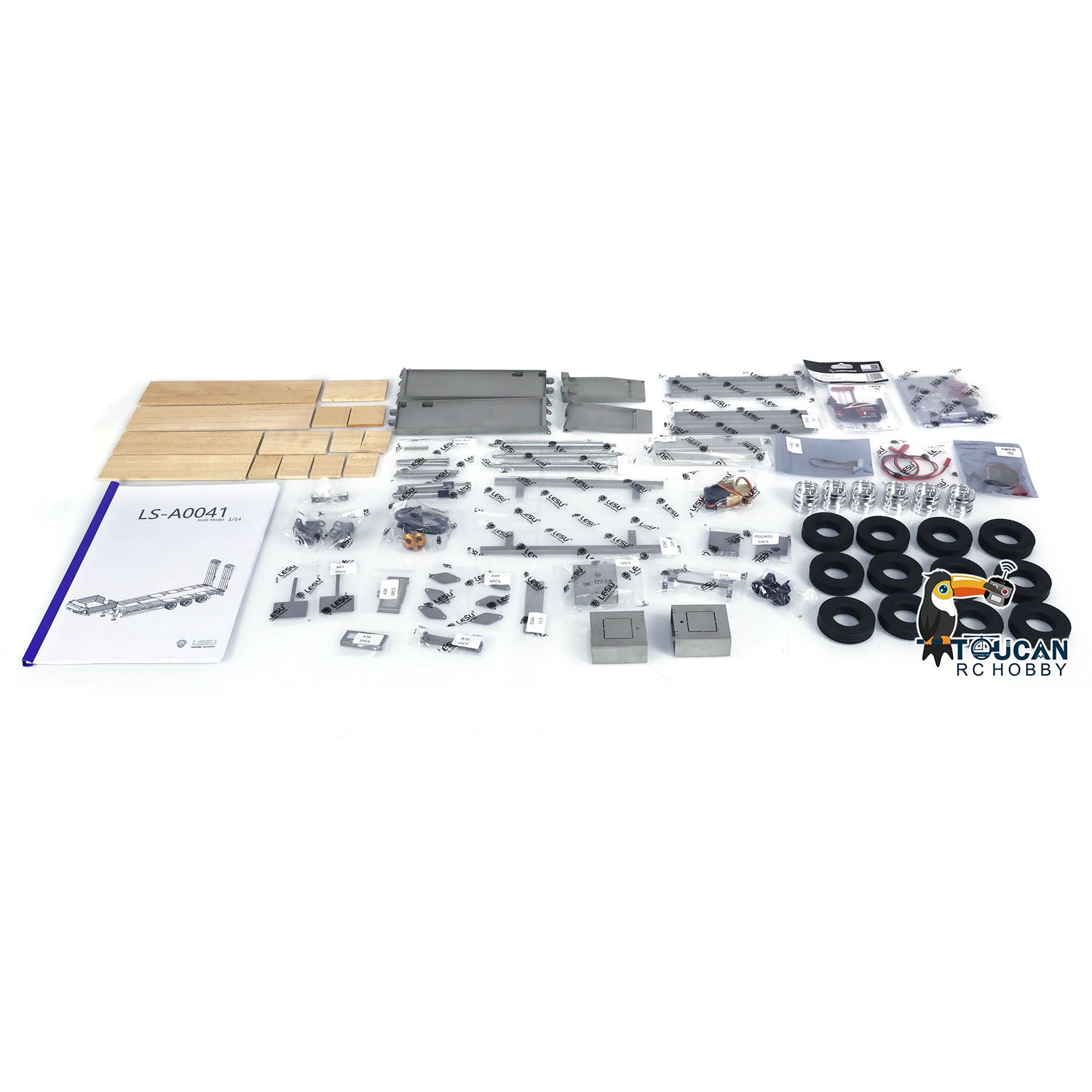 LESU 1/14 Scale Metal RC Tractor Trailer Kit - Hydraulic Radio Control Truck with Lifting Tailgate for Hobbyists | Perfect for RC Construction Play & Model Truck Collecting