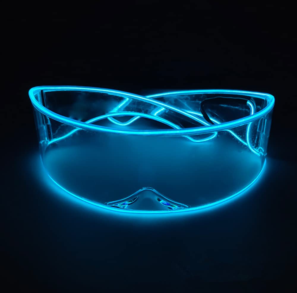 LED Party Glasses - Light Up Rave Glasses with Cyberpunk Style for Halloween, Raves & Night Events | Glow in The Dark Eyewear for Costumes, Concerts & Festivals
