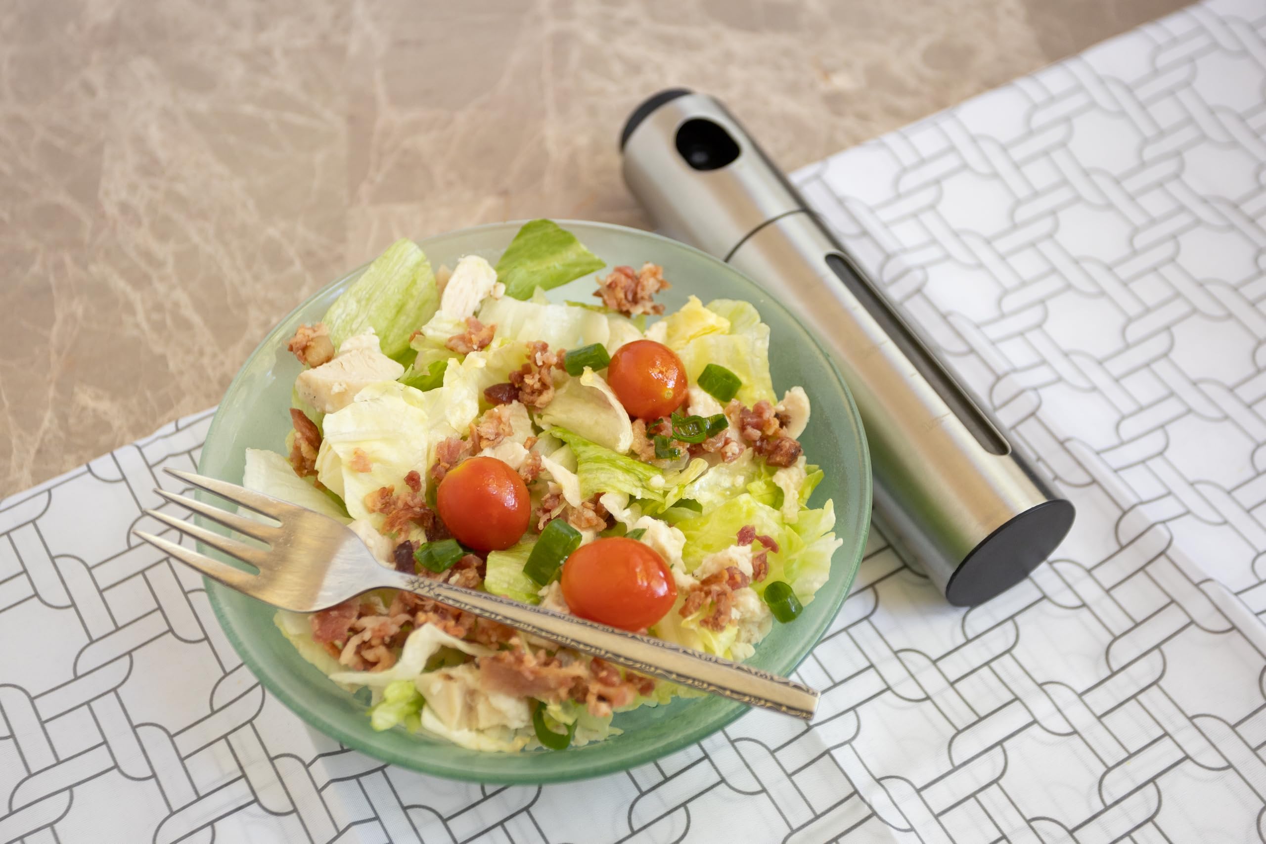 Fox Run Premium Stainless Steel Olive Oil Sprayer Bottle - 7 Inch Kitchen Oil Mister for Cooking, Baking & Salad Dressing - BPA Free & Leak Proof Design