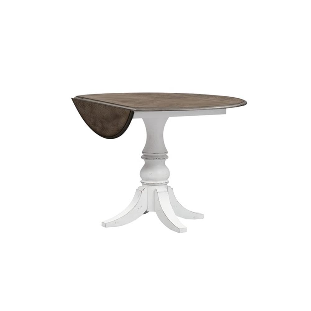 Liberty Furniture Magnolia Manor Drop Leaf Kitchen Dining Table - Antique White Finish - Perfect for Small Spaces, Breakfast Nooks & Cozy Dining Areas