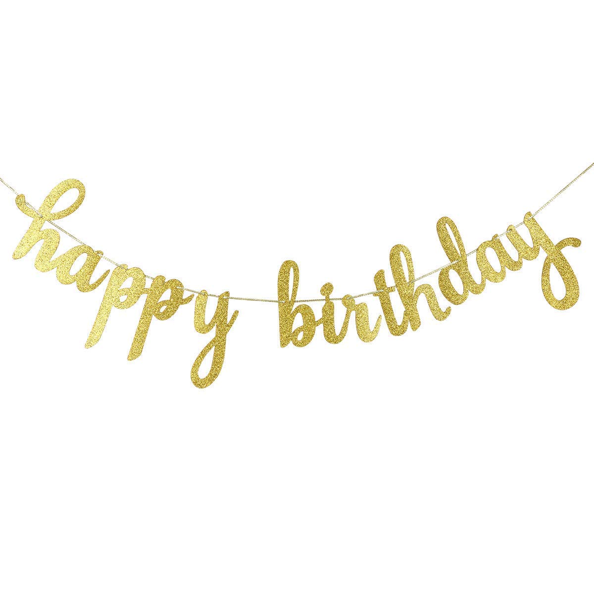 Gold Glitter Happy Birthday Banner - Elegant Birthday Sign & Garland for Party Decorations - Perfect for Birthday Celebrations, Baby Showers & Anniversary Parties