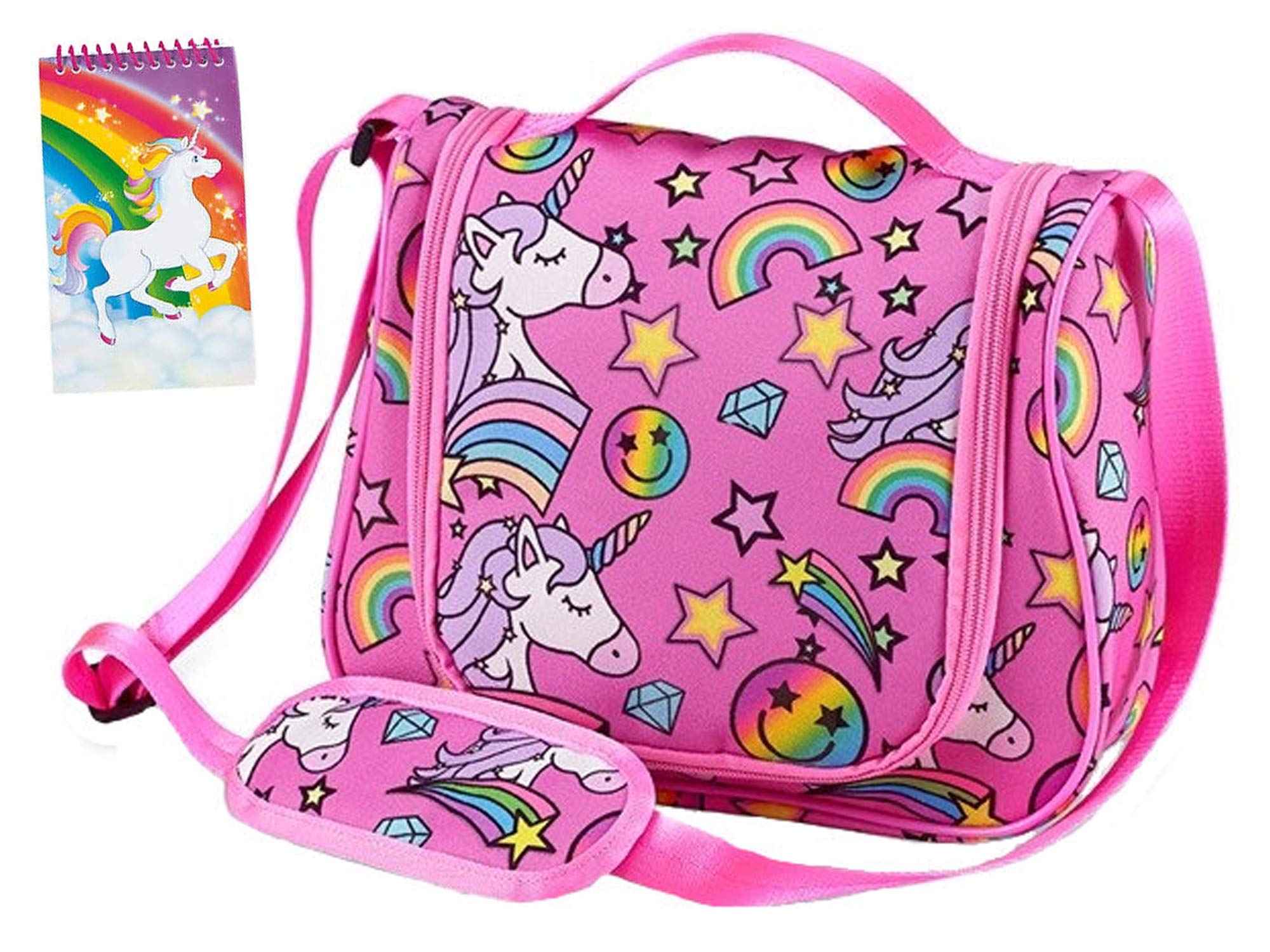 Unicorn Print Cosmetic Bag & Notepad Set - Cute Toiletry Pouch for Makeup, Travel, and School Accessories | Perfect Gift for Girls, Teens, and Women