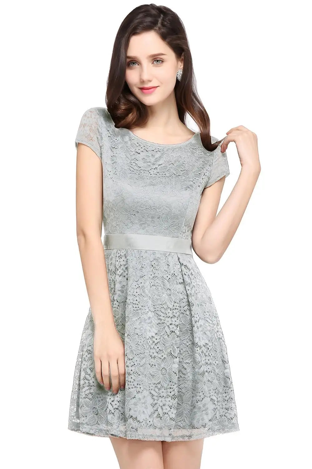 Elegant Black Lace Cocktail Dress with Belt - Mini A-Line V-Back Party Gown for Women | Perfect for Evening Parties, Weddings & Special Occasions