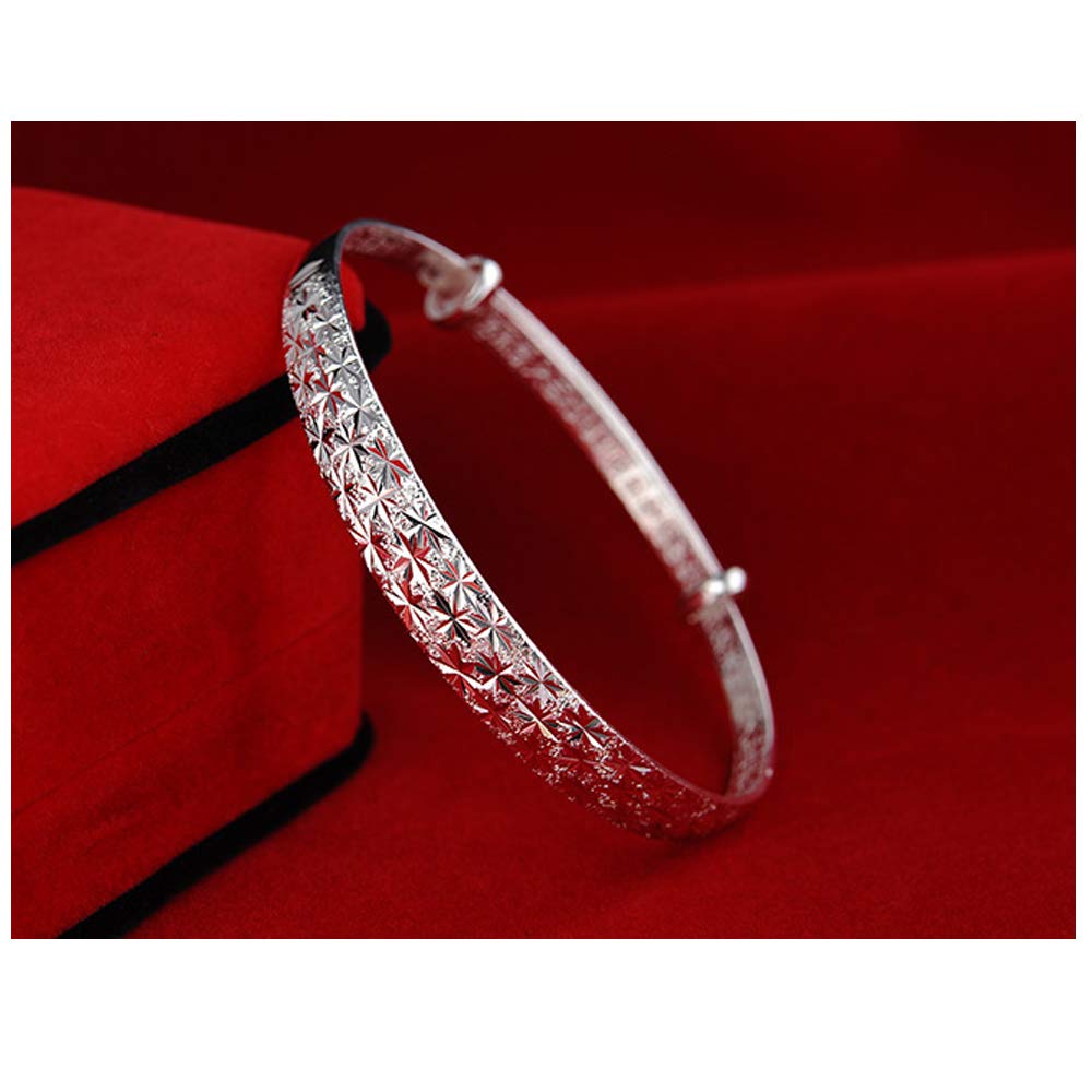 Sterling Silver Bangle Bracelets for Women - Handmade Adjustable Jewelry, Elegant Mother's Day Gift, Birthday Present for Her - Perfect for Weddings, Parties & Everyday Wear (Silver-2)