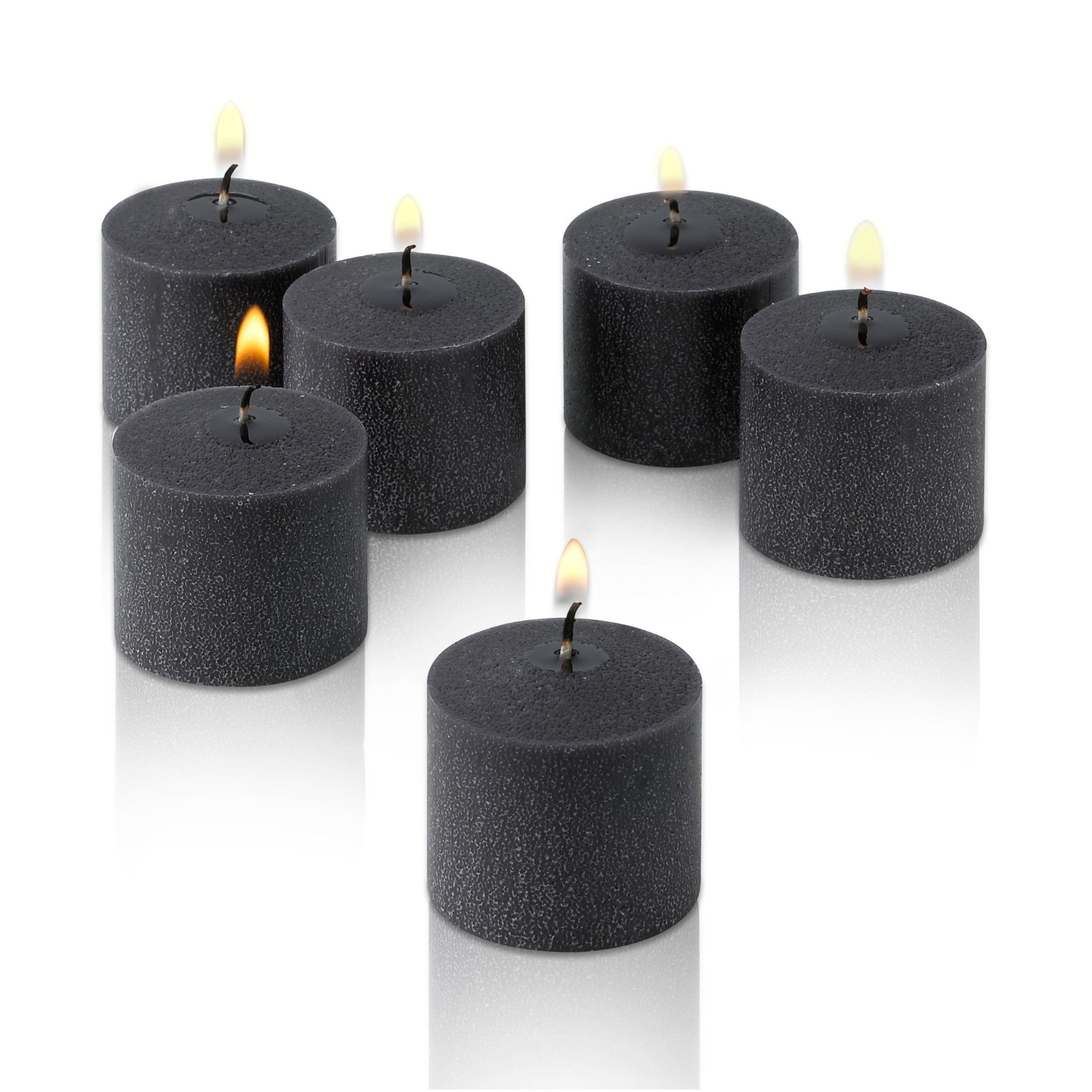 72 Black Votive Candles - Unscented 10-Hour Burn for Weddings & Decor