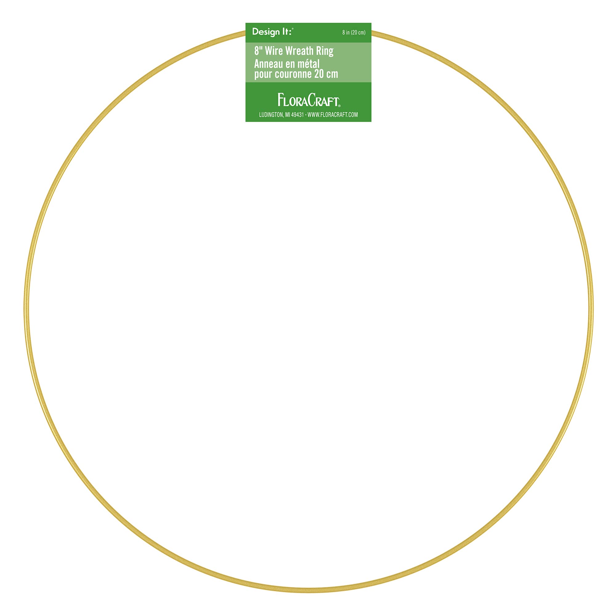 FloraCraft 8 Inch Gold Wire Wreath Ring - DIY Floral Arrangement, Home Decor, Wedding & Holiday Decoration