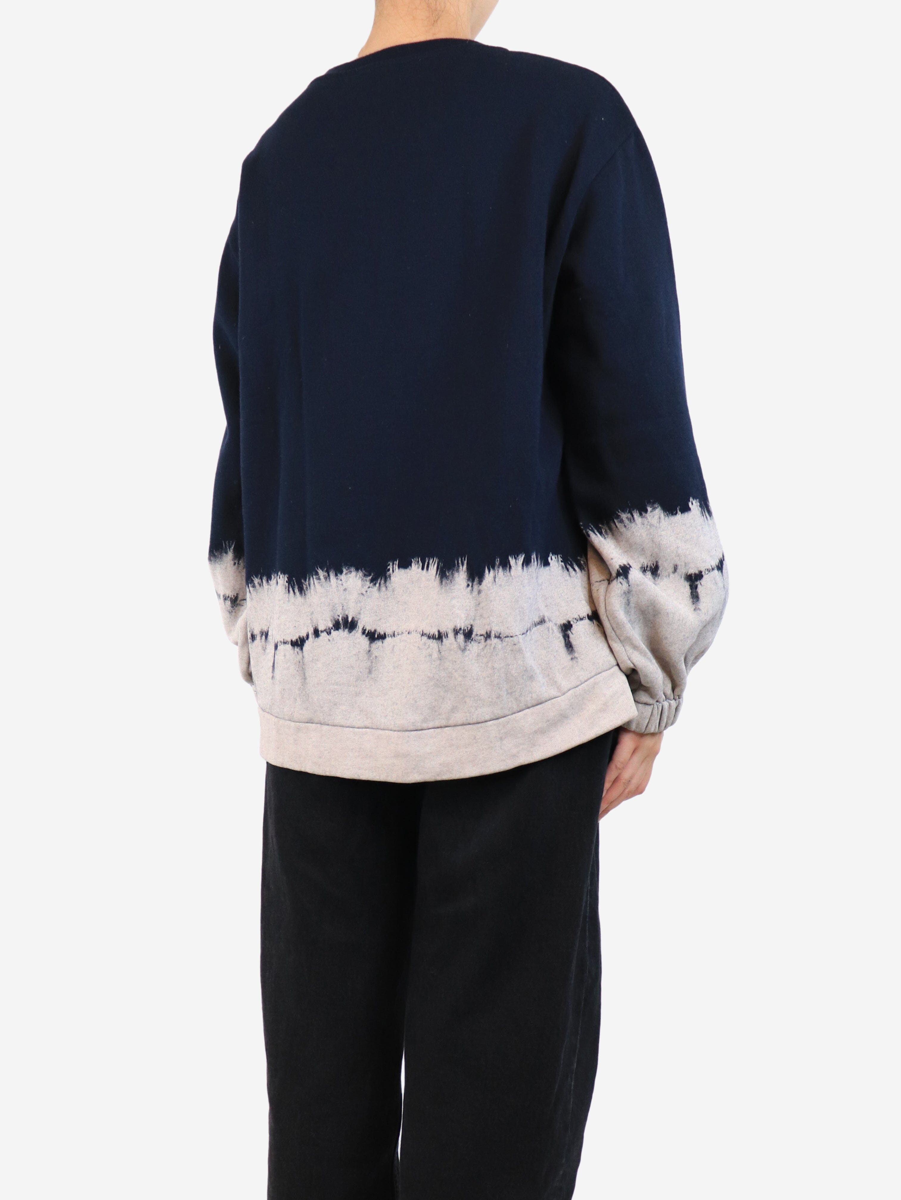 Blue and Beige Tie Dye Sweatshirt - Women's Size UK 10 (US 6) | Soft Cotton Pullover for Casual Wear, Street Style & Loungewear