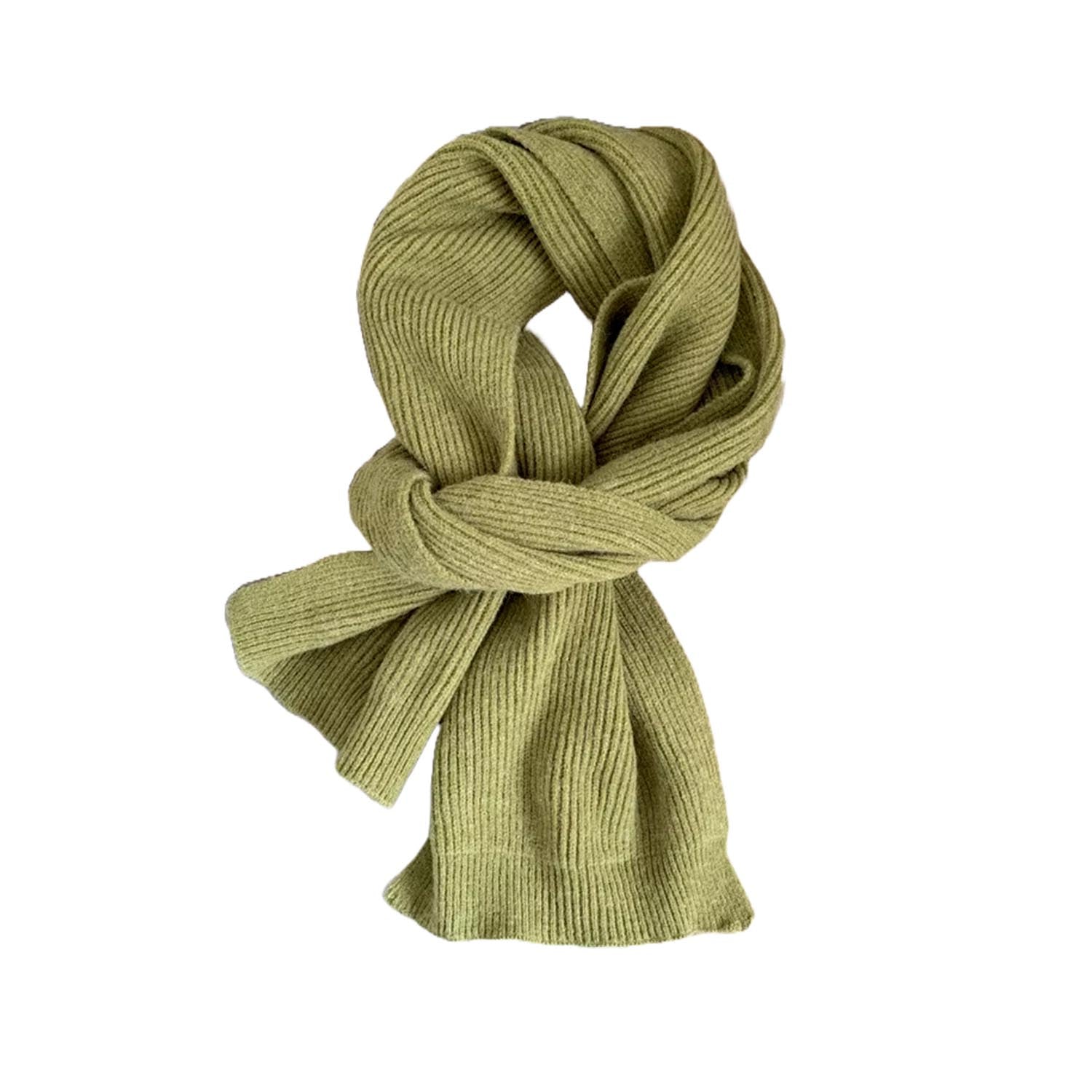 FLOOF Olive Knit Scarf - Soft Warm Winter Accessory for Women & Men - Perfect for Cold Weather, Outdoor Activities & Fashion Outfits