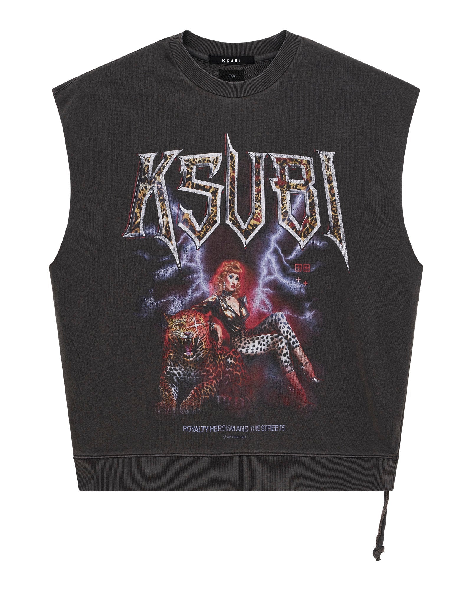 KSUBI Kingdom Slash Crew Faded Black Men's Distressed Cotton T-Shirt - Streetwear Fashion for Casual Wear & Urban Outfits