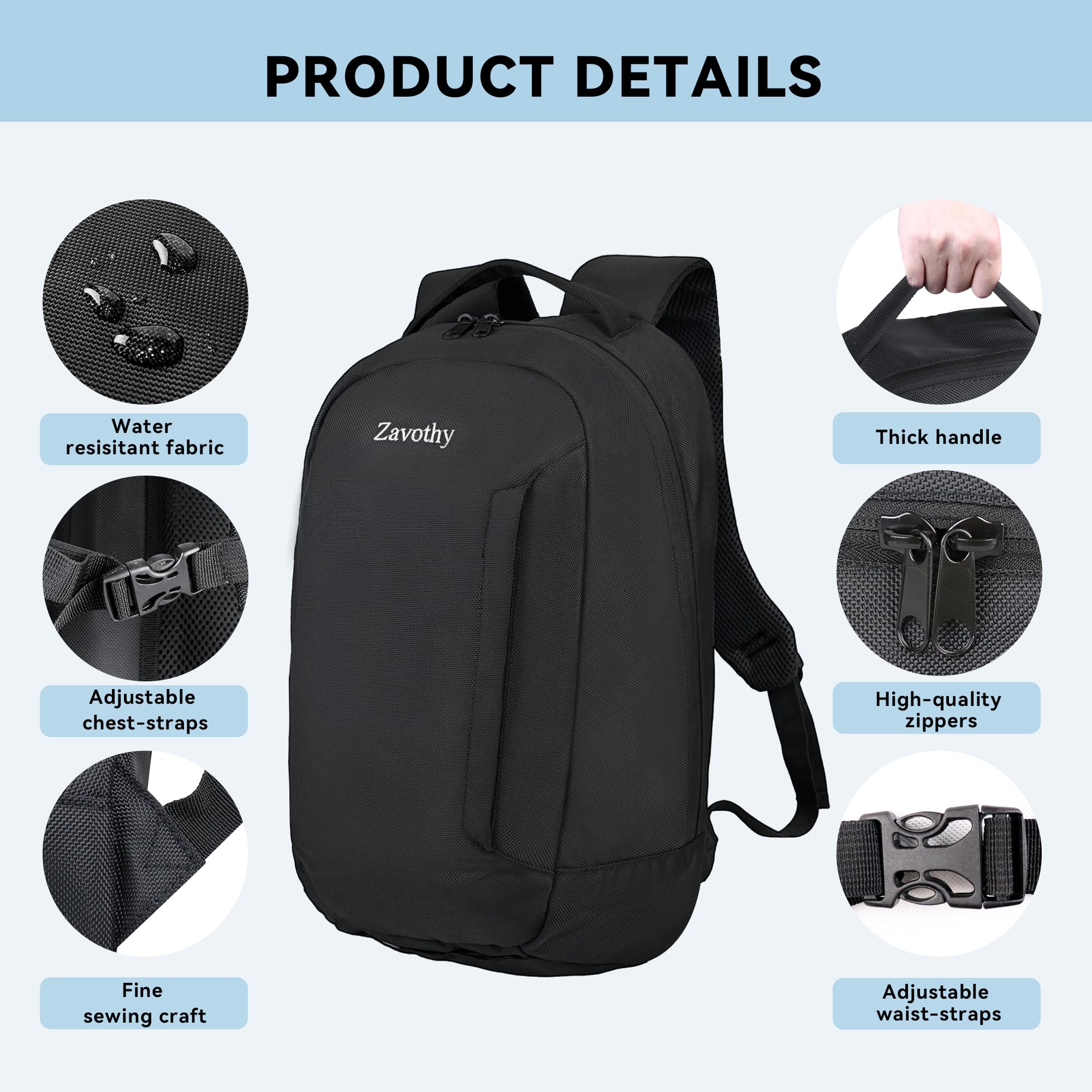 Zavothy Lightweight 15.6 Inch Laptop Backpack for School & Business - Water Resistant Casual Daypack for Women & Men (Black) - Perfect for College, Office, Travel & Daily Commute