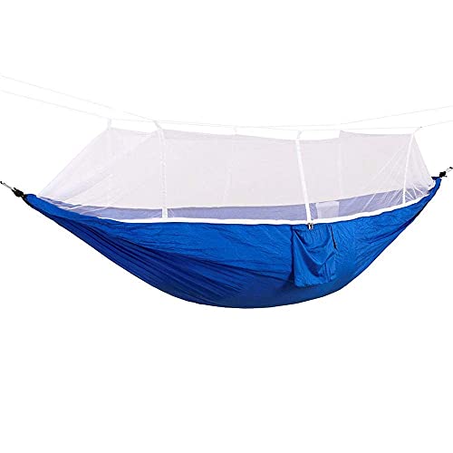 **Portable Camping Hammock with Mosquito Net - Lightweight & Durable 1-2 Person Hanging Bed for Outdoor Adventures, Backpacking, and Garden Relaxation - Parachute Fabric Swing for Travel & Beach Use**
