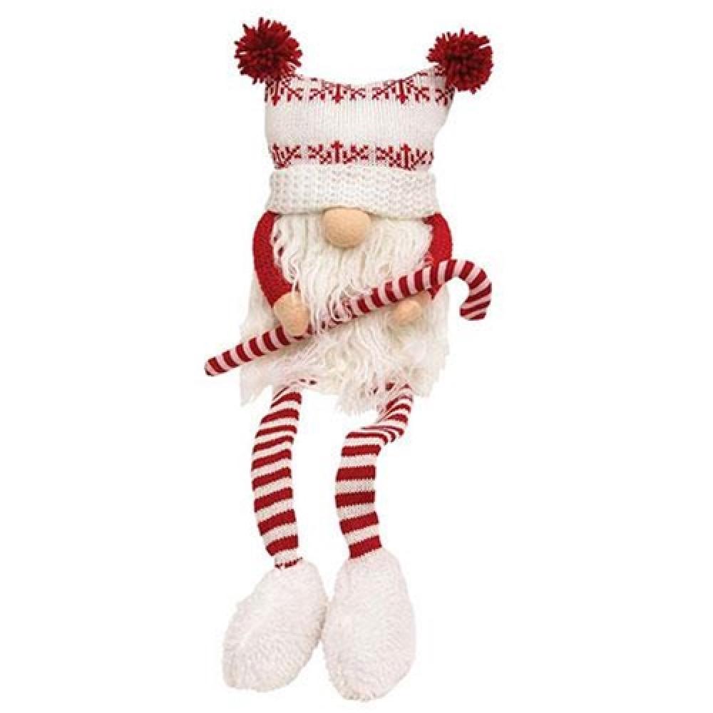 Festive Candy Cane Dangle Leg Christmas Gnome Decor - Perfect for Holiday Mantel, Tree Skirt & Winter Home Decorations