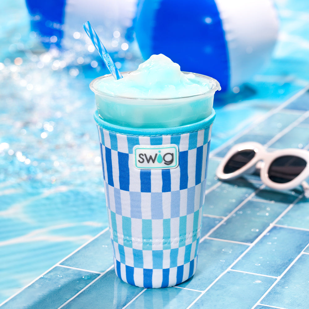 Premium Glacier Stripe Large Iced Cup Coolie - Insulated Stainless Steel Tumbler for Cold Drinks, Perfect for Summer, Beach, and Outdoor Activities