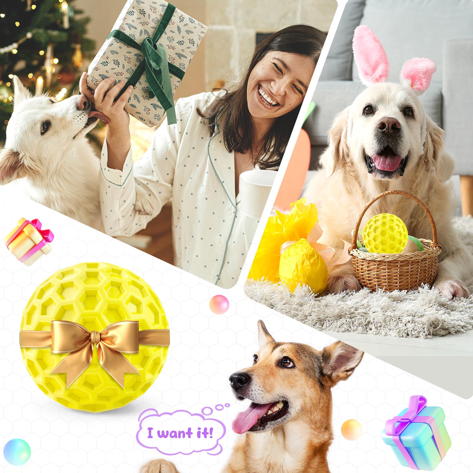 Indestructible Squeaky Dog Toys for Aggressive Chewers - Durable Chew Balls for Large Dogs - Interactive Play & Training Toys - Perfect for Fetch, Tug-of-War & Outdoor Playtime