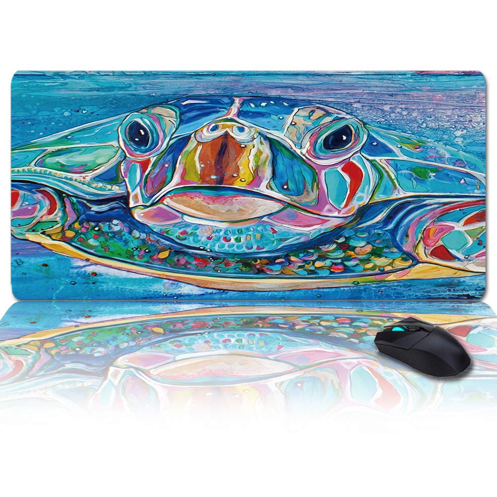 Non-Slip Rubber Base Mouse Pad with Sea Turtles Design - Large Gaming & Office Desk Mat for Computer & Laptop - Perfect for Work, Gaming & Home Office Use