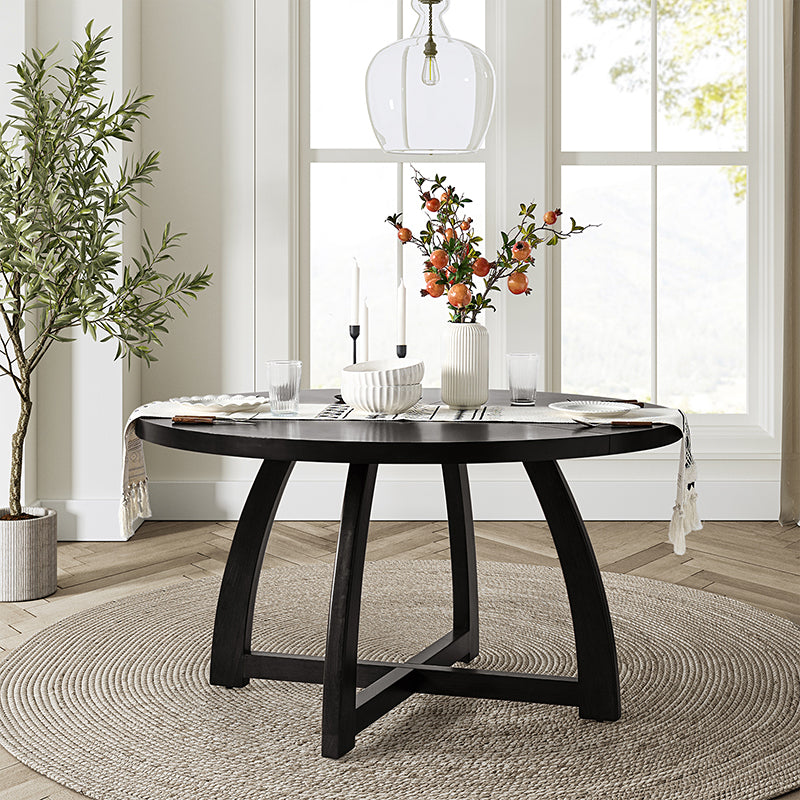 Sherry 54 Inch Solid Wood Round Dining Table - Rustic Farmhouse Style for Kitchen, Dining Room & Outdoor Patio