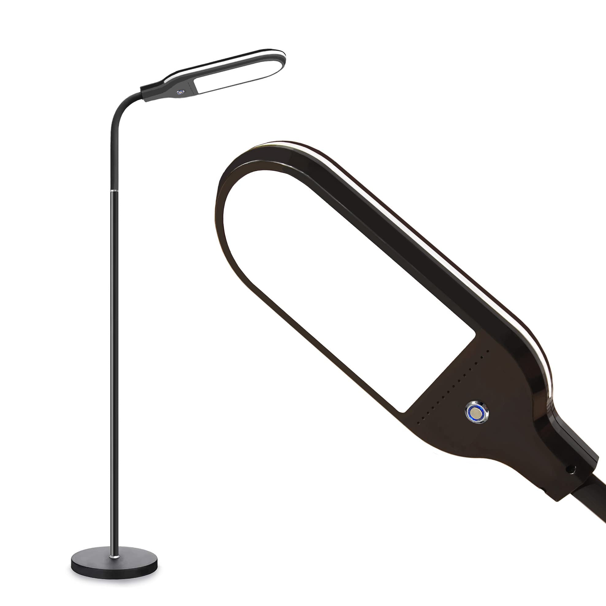 LDHUT Super Bright LED Floor Lamp - Adjustable Gooseneck Pole Lamp with Natural Daylight for Crafts, Reading & Lash Extensions - Perfect for Living Room, Bedroom or Office Workspace Lighting