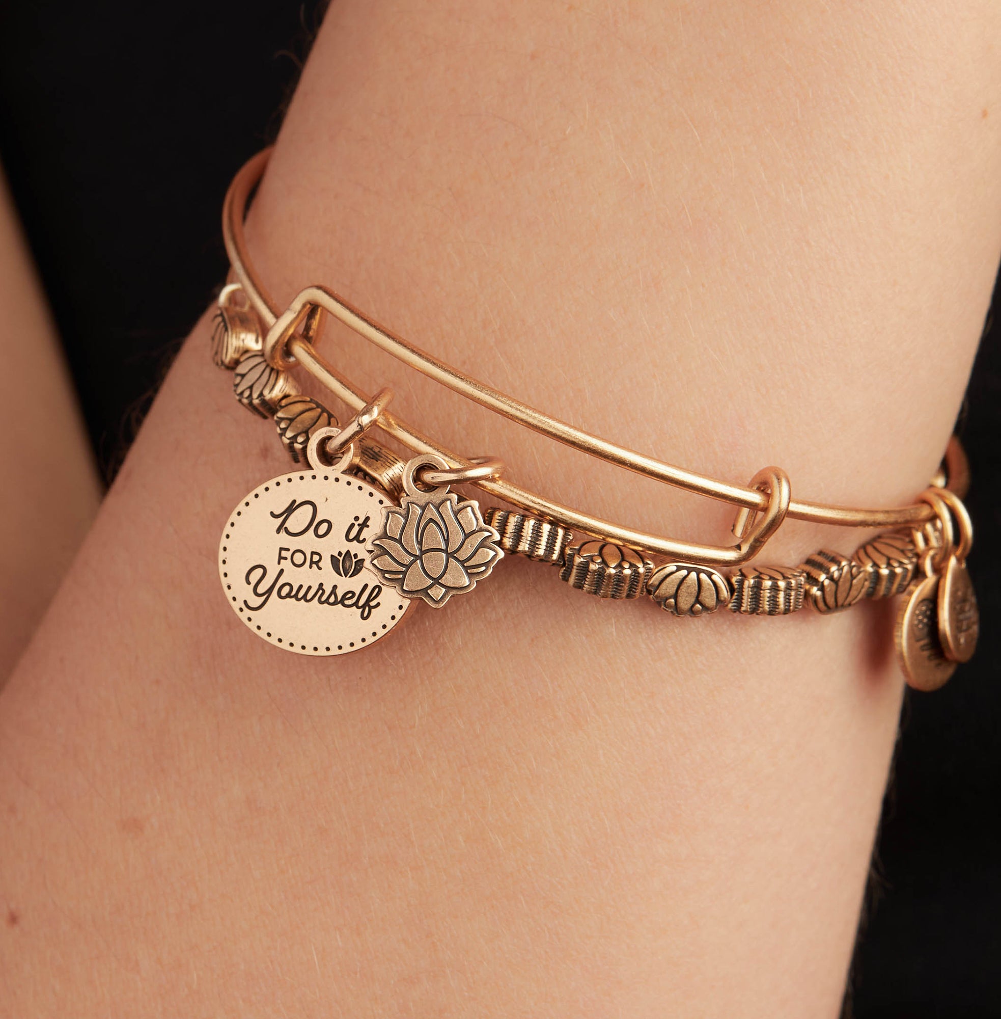 Lotus Duo Charm Bangle - Elegant Adjustable Bracelet for Women, Perfect for Daily Wear & Special Occasions