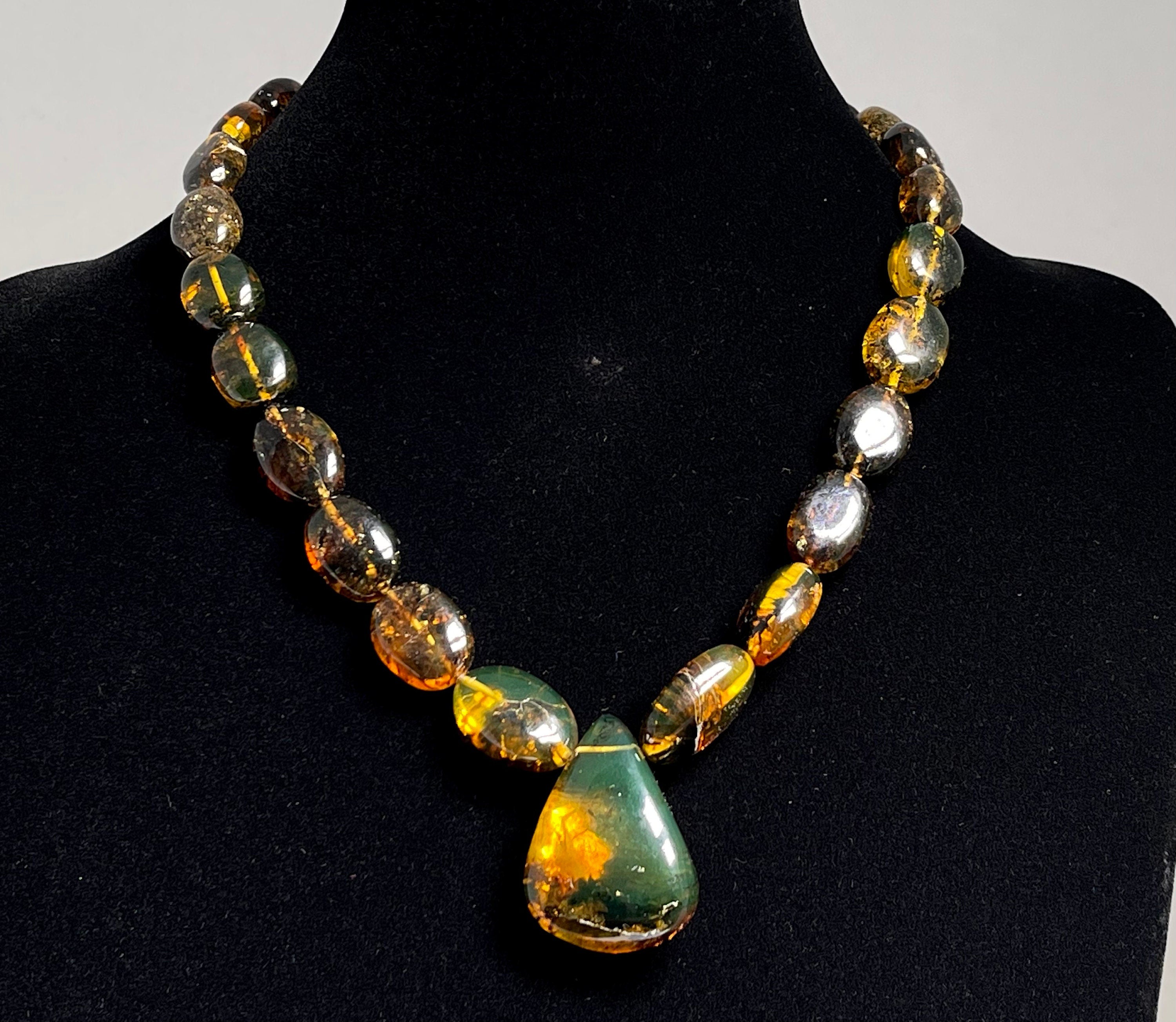 Authentic Mexican Amber Crystal Beaded Necklace - Handmade Healing Jewelry with Natural Stones for Women | Perfect for Meditation, Energy Balancing & Boho Fashion