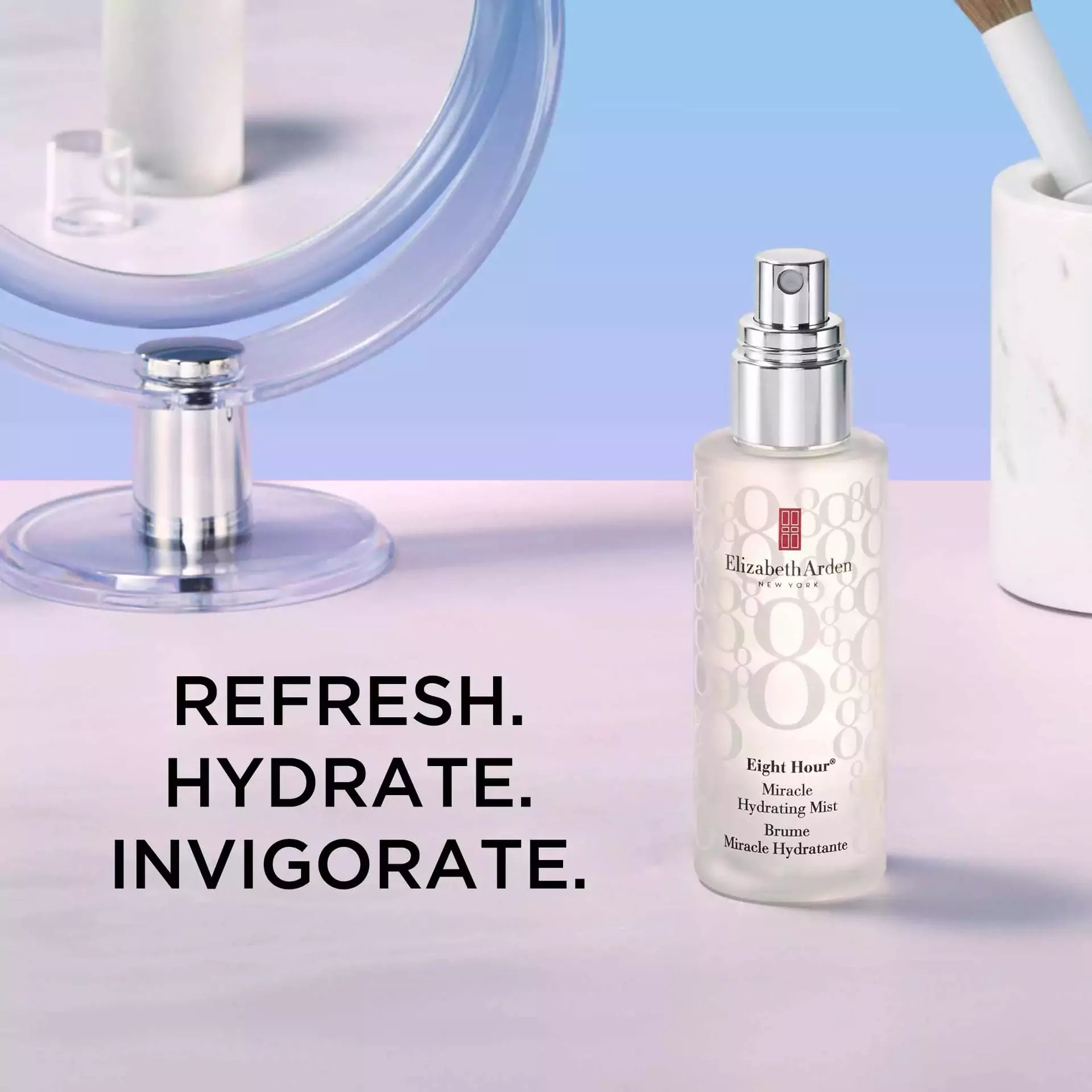 Eight Hour Miracle Hydrating Face Mist Spray - Moisturizing Facial Toner with Hyaluronic Acid & Vitamin E for Dry Skin - Perfect for Travel, Gym & Daily Skincare Routine