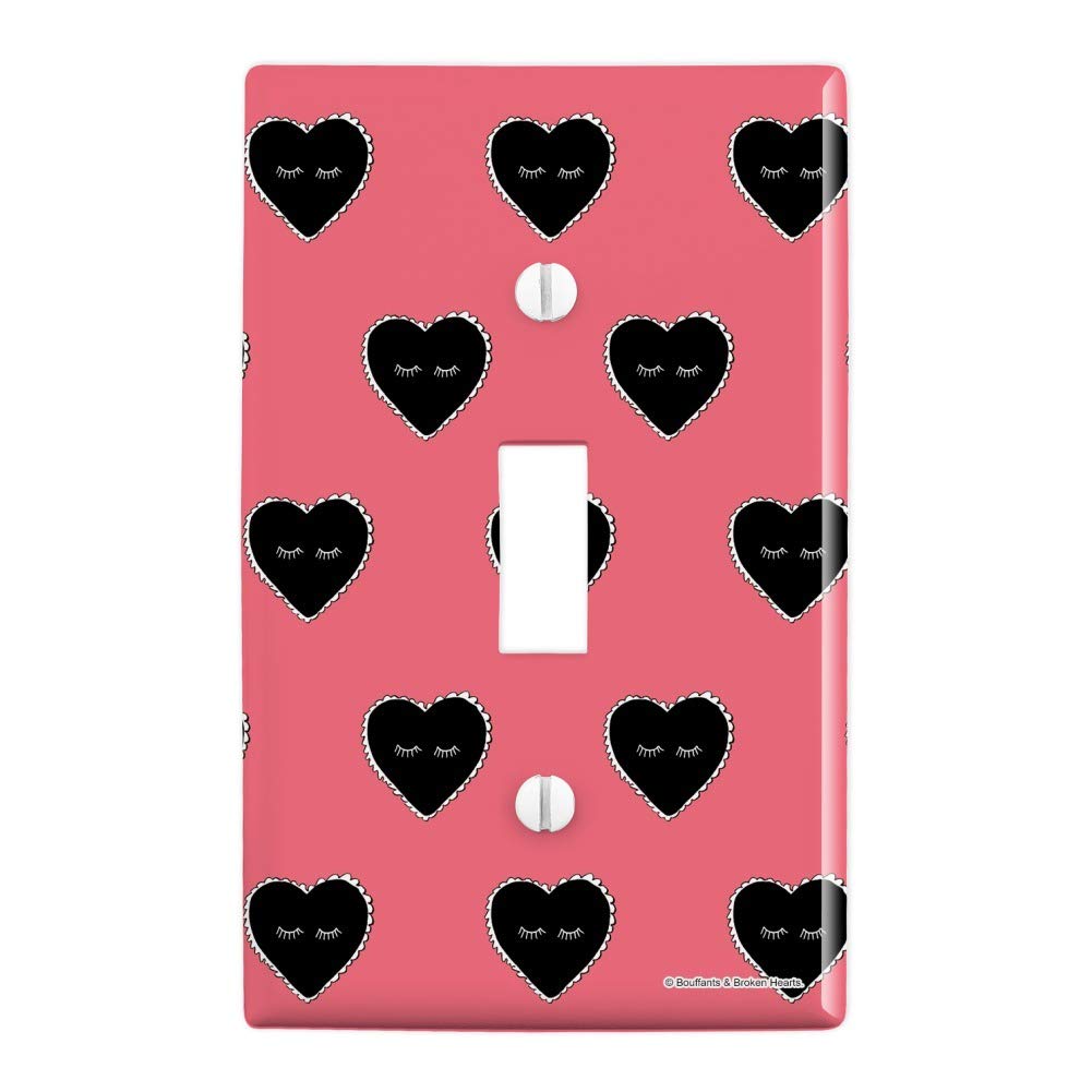 Hearts & Eyelashes Valentine's Day Light Switch Cover - Romantic Plastic Wall Decor for Bedroom, Living Room, Bathroom - Cute Toggle Switch Plate for Home Decor
