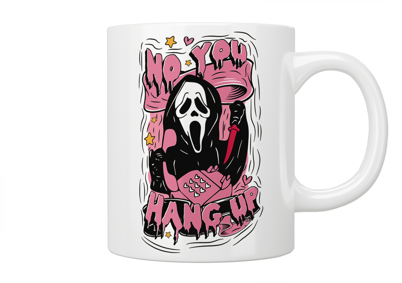 Ghostface 'No You Hang Up' Coffee Mug - Funny Horror Movie Gift for Fans - Perfect for Halloween, Office Use & Movie Nights