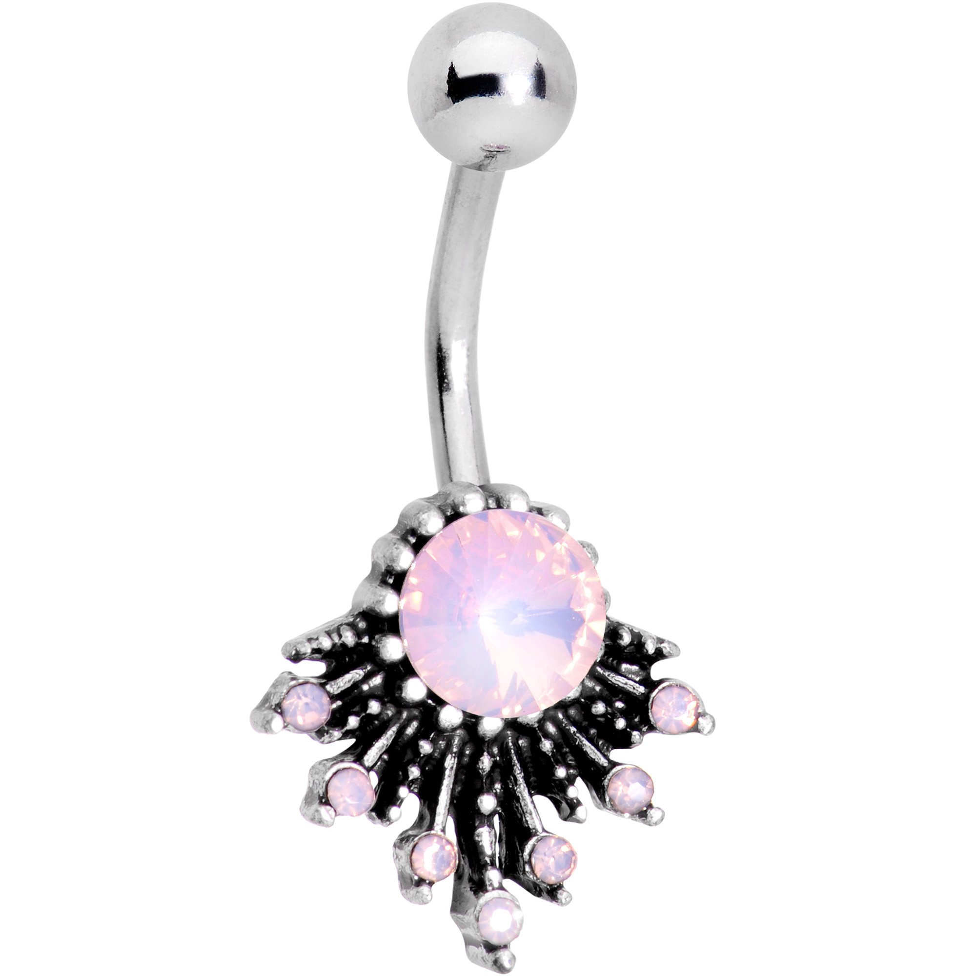 Body Candy Steel Pink Accent Sunshine Splash Belly Button Ring - Cute Navel Piercing Jewelry for Women, Summer Beach & Festival Fashion Accessory