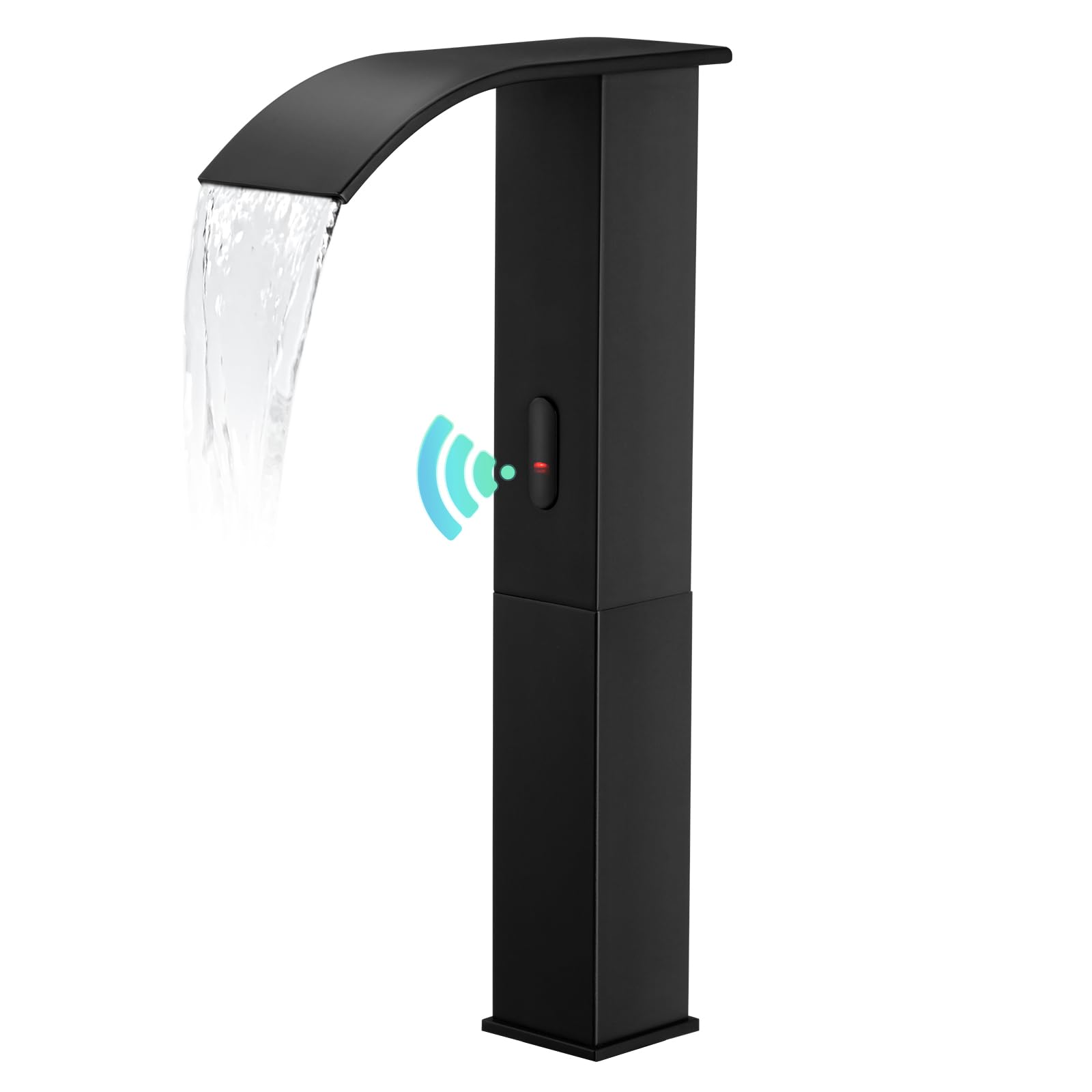 **Touchless Bathroom Sink Faucet - 1 Hole Hands-Free Automatic Motion Sensor Faucet with Tall Spout, Black Waterfall Design for Modern Bathrooms - Perfect for Hygienic Hand Washing in Homes, Offices, and Public Restrooms**