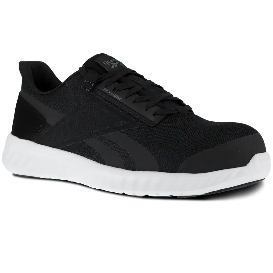 Sublite Legend Composite Toe Athletic Work Shoes for Men - Lightweight Safety Shoes with Slip Resistance, Black/White - Perfect for Construction, Warehouse & Industrial Work