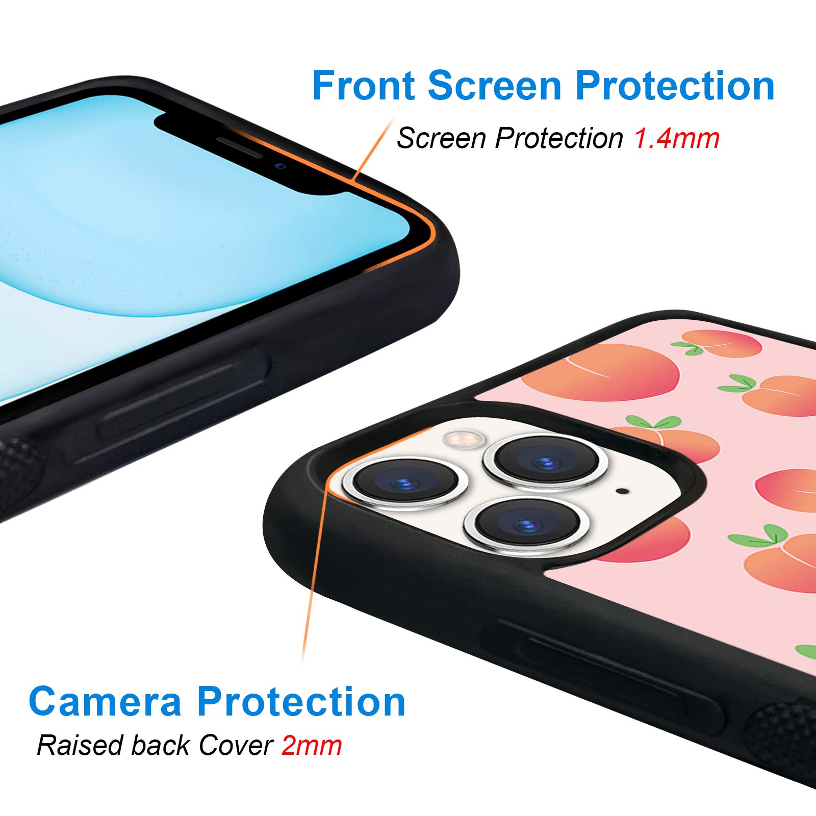 Shockproof Ombre Floral Phone Case for iPhone 11 Pro Max 6.1 Inch - Cute Pink Peaches Design Protective Cover for Women Girls Teens | Perfect for Everyday Use, School, Work & Travel