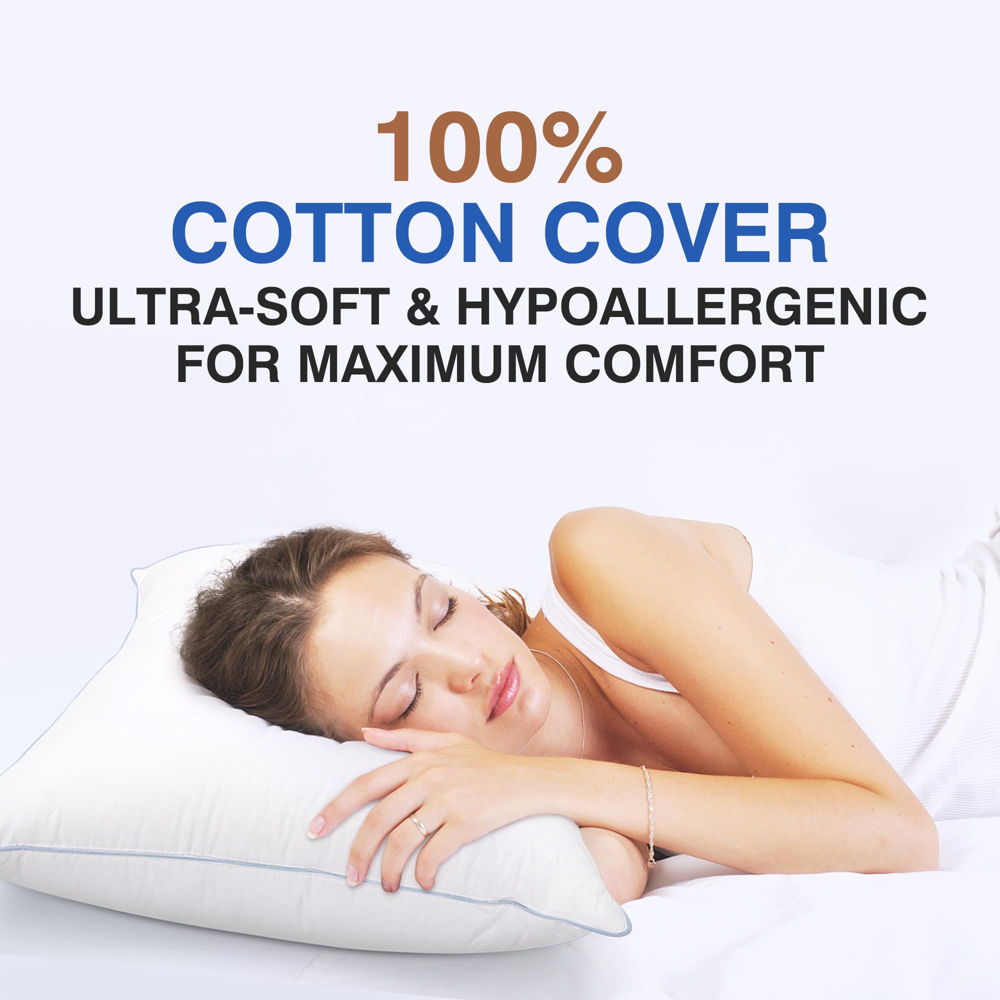 Premium Goose Feather Pillows Queen Size (Pack of 2) - Luxury Down Hotel Bed Pillows for Sleeping with 600 Thread Count Cotton Cover - Fluffy Support for Back, Stomach & Side Sleepers - Perfect for Home, Guest Room & Airbnb