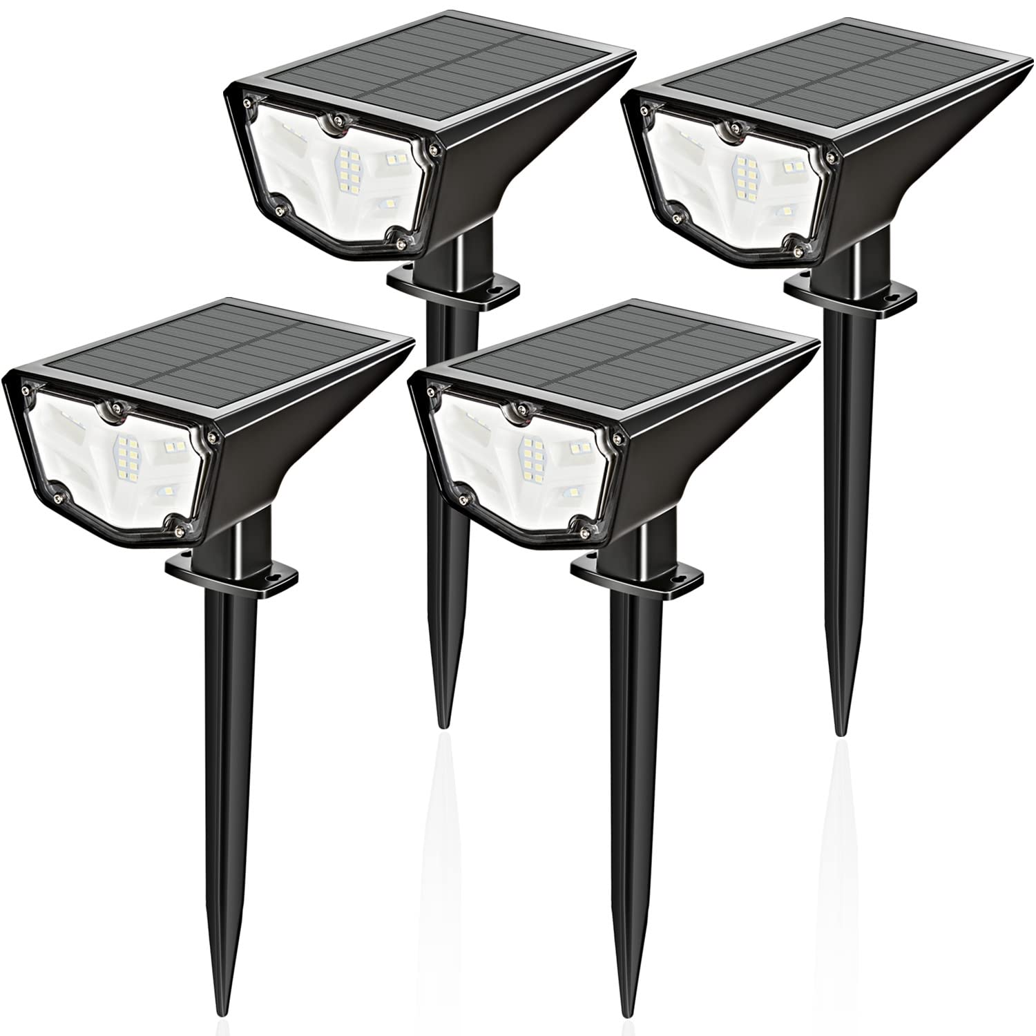 HOOJIN LED Solar Spot Lights Outdoor - IPX7 Waterproof Solar Landscape Lights for Garden, Yard, Walkway, Driveway & Porch - Solar Powered Outdoor Lighting (2 Pack, Cold White) - Perfect for Pathway Illumination, Garden Accent & Home Security Lighting
