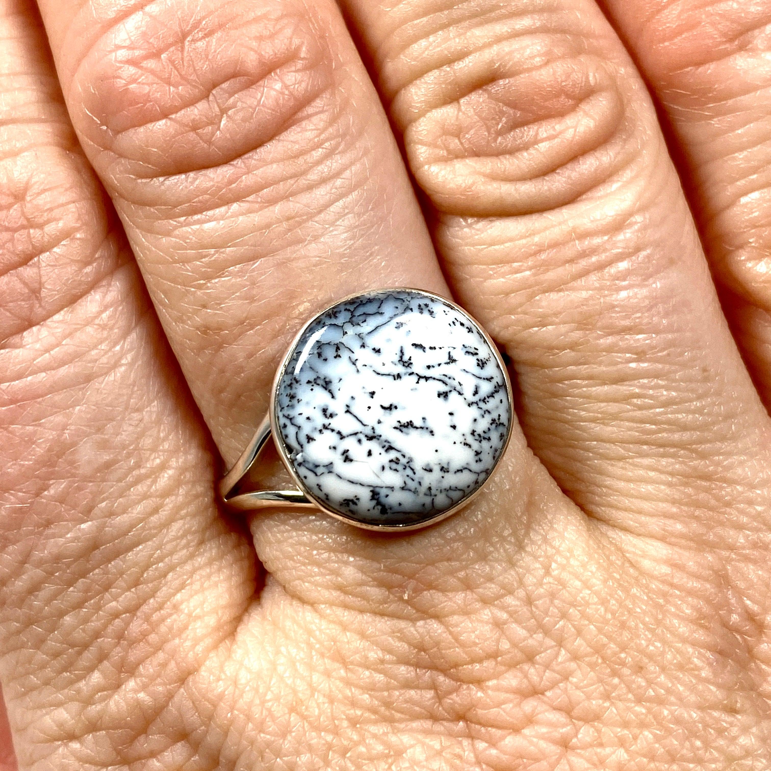 Dendritic Opal Round Ring Size 10 - KRGJ2295 | Elegant Handmade Jewelry for Women, Perfect for Weddings, Parties & Gifts