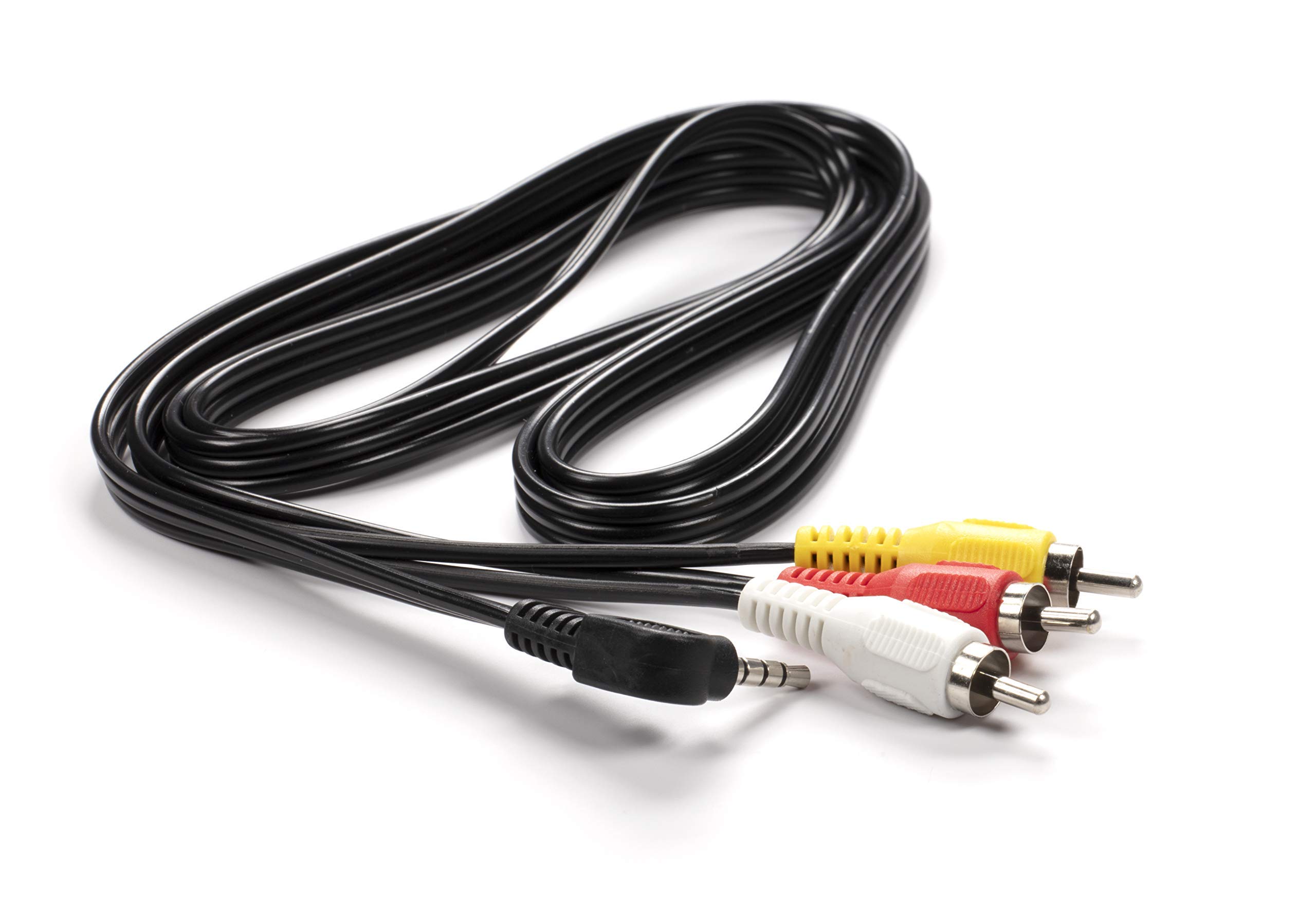 3.5mm Male to RCA Male Audio Video Cable - 6ft Composite AV Cord (Red/White/Yellow) - 3 Pack - Compatible with Roku, TiVo, DVD Players, Home Theater Systems - Perfect for Connecting TVs, Soundbars & Gaming Consoles