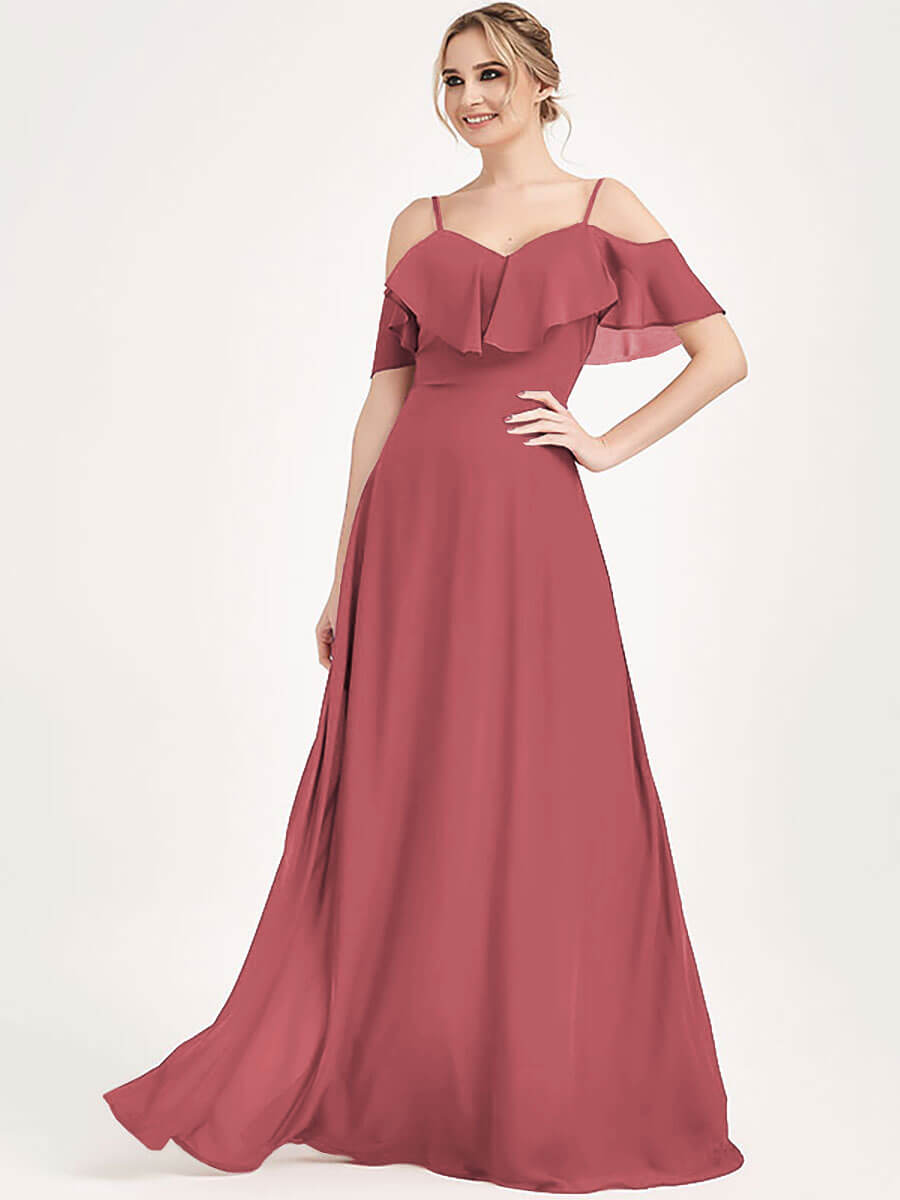 Elegant Desert Rose Chiffon Flounced Convertible Bridesmaid Dress - 3-Way Styling Options for Weddings, Prom & Formal Events
