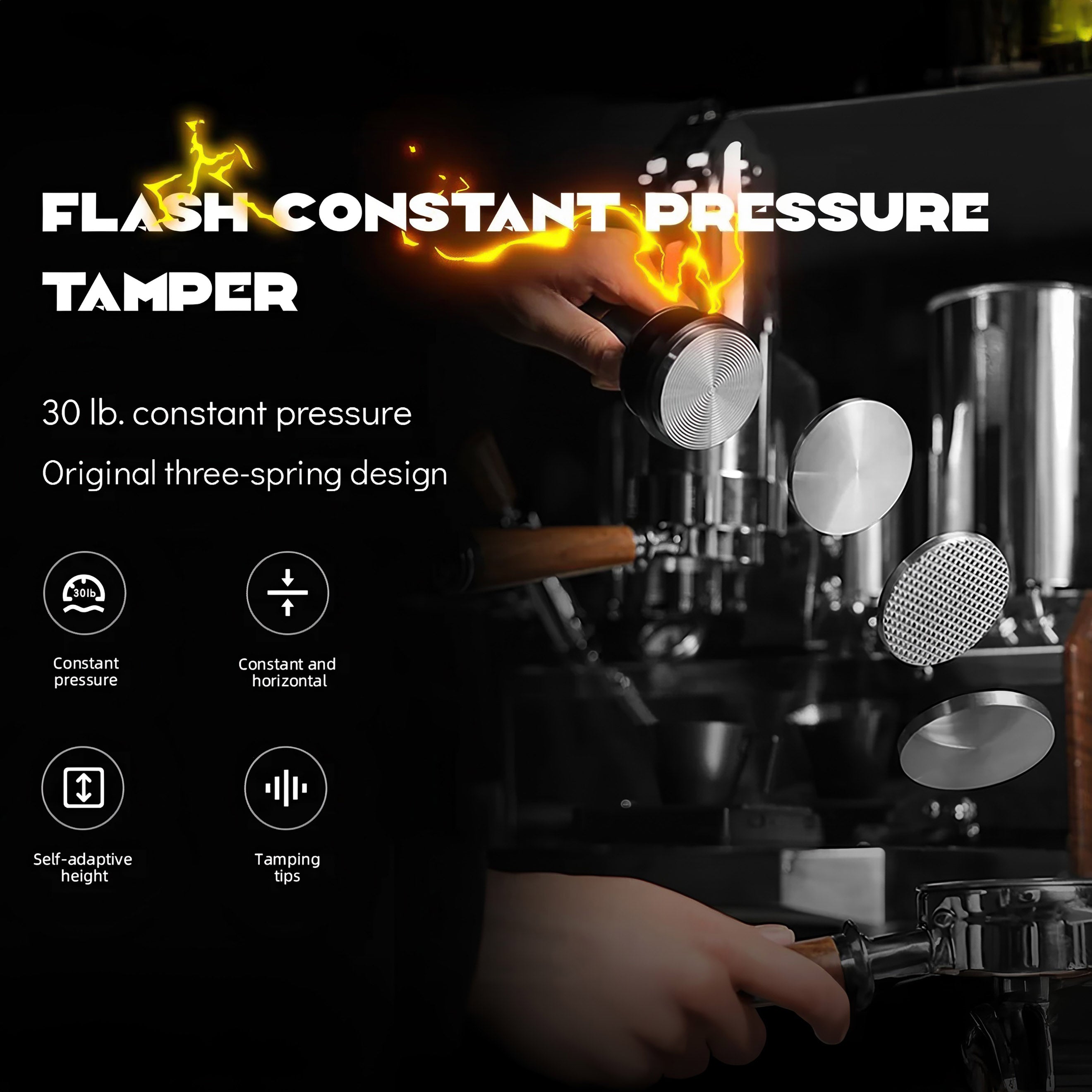 Premium 30lbs Constant Pressure Espresso Tamper - Professional Barista Coffee Tool for Perfect Tamping | Ideal for Home & Cafe Use