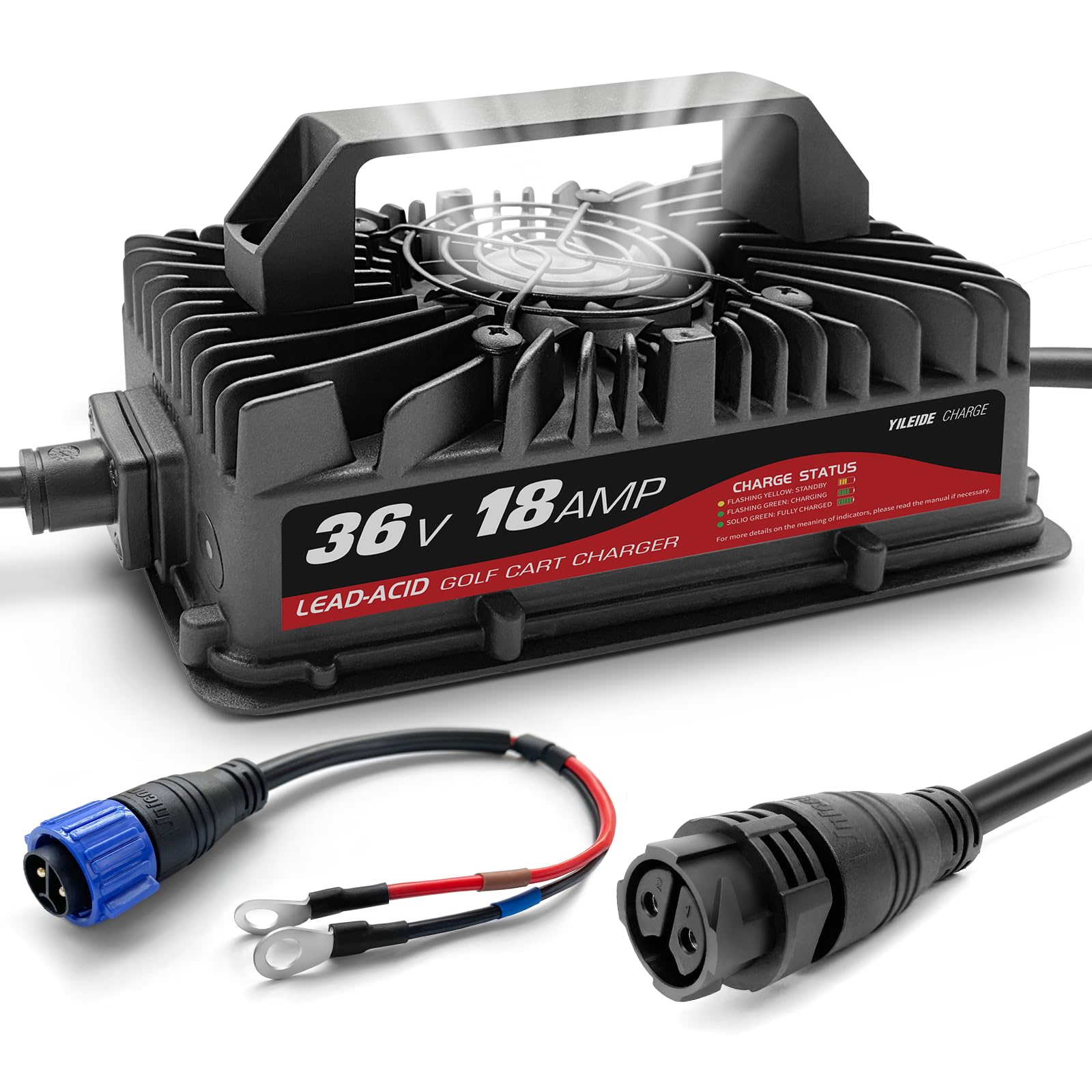 36V Golf Cart Battery Charger Onboard 18 AMP - Rapid Smart Charger for Lead-Acid Batteries, Compatible with EZGO, Club Car, Yamaha Golf Carts - Perfect for Home, Golf Course & RV Use