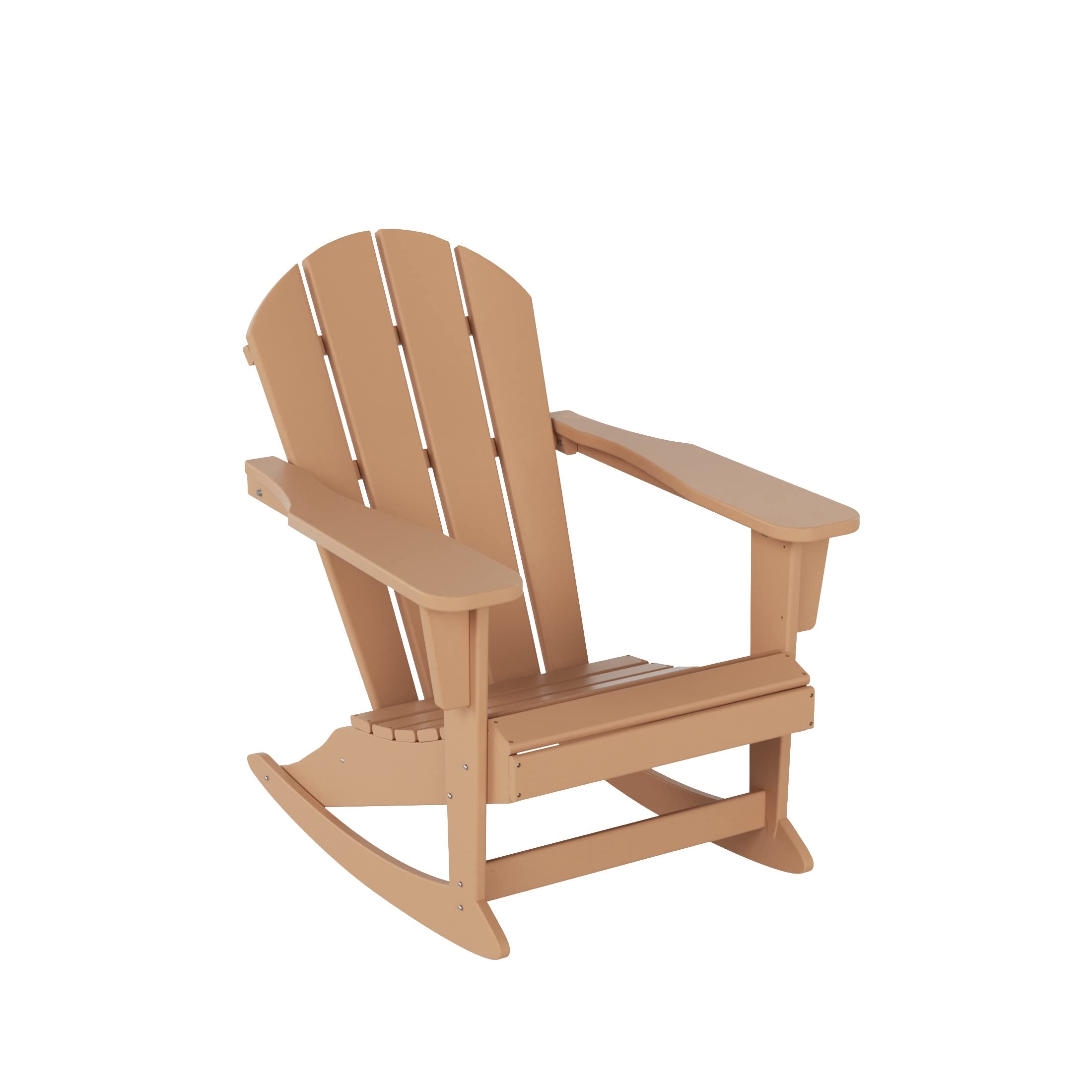 Premium HDPE Outdoor Rocking Chair - UV & Weather Resistant Patio Furniture for Garden, Deck, Poolside & Porch Relaxation (Teak Color)