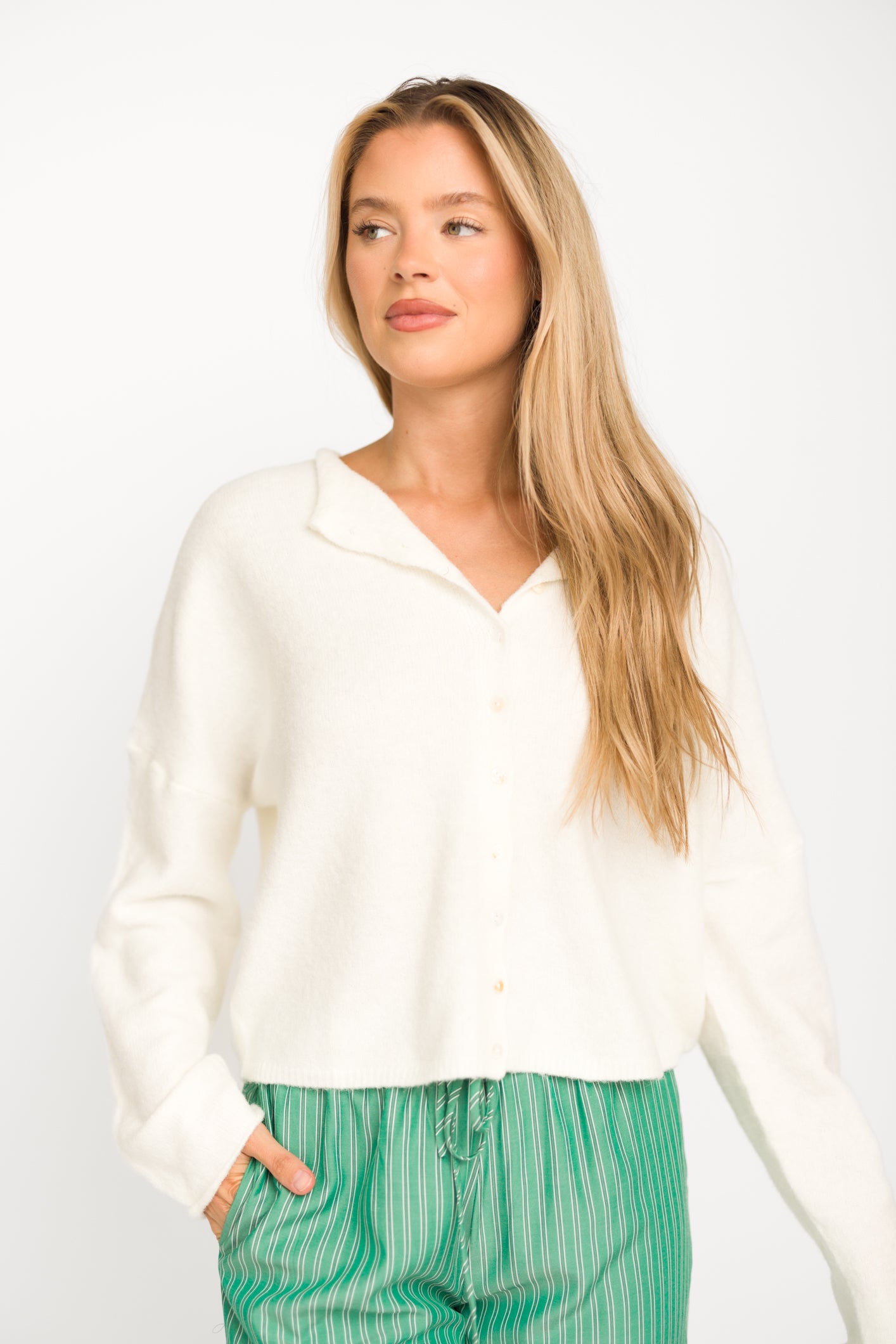 Piper Cardigan in Snow - Cozy Winter Knit Sweater for Women | Perfect for Casual Outfits, Office Wear & Holiday Gatherings