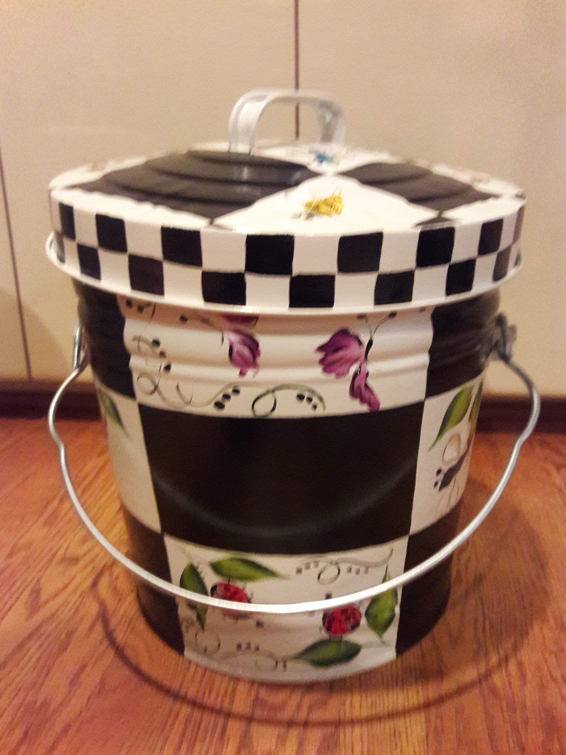 10 Gallon Hand Painted Decorative Trash Can - Elegant Waste Bin for Kitchen, Bathroom & Office - Eco-Friendly Garbage Can with Artistic Designs for Home Decor