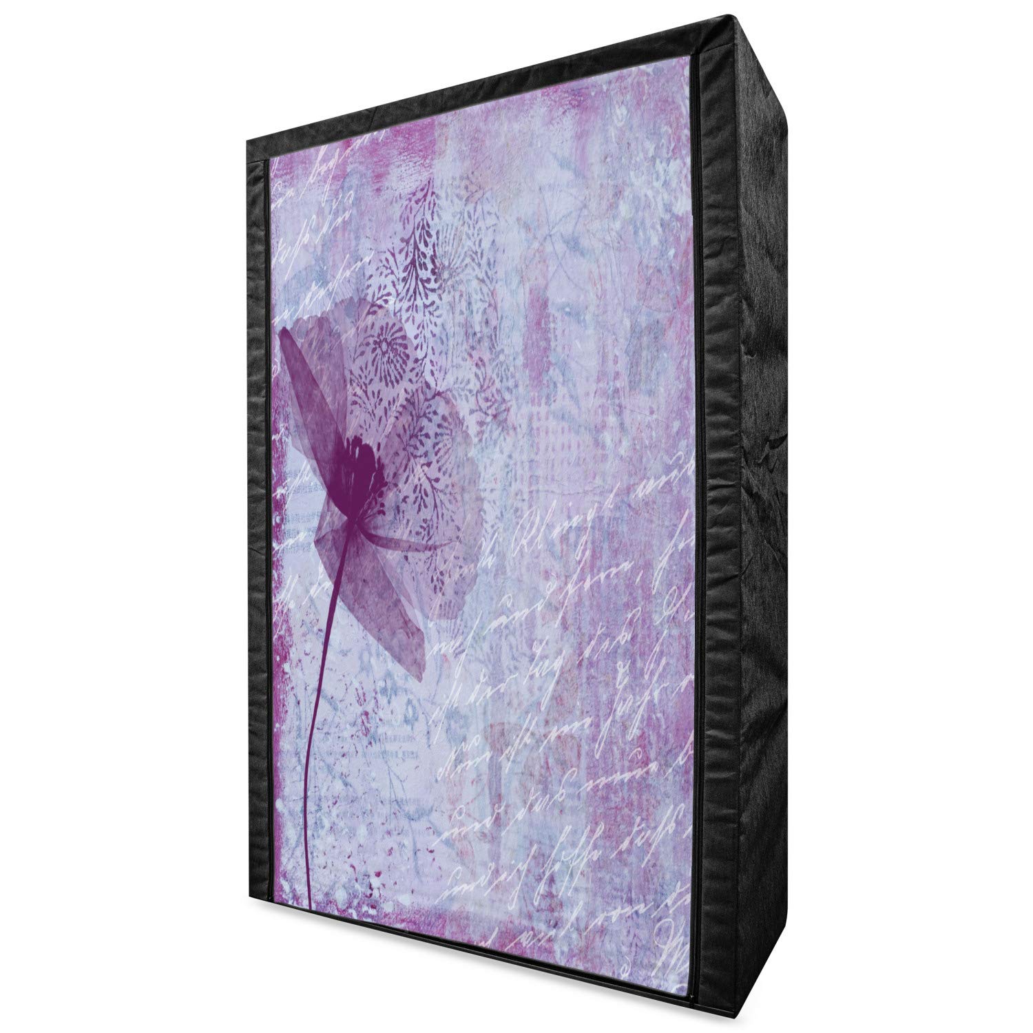 Ambesonne Poppy Flower Portable Fabric Wardrobe - Vintage Floral Clothing Organizer with Shelves, 42.5