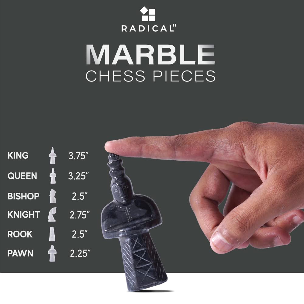 Premium Handmade Marble Chess Set with Storage Box - 15 Inch Black & White Antique Chess Board Game for Adults - Includes 1 Chess Board & 32 Chess Pieces - Perfect for Home Decor, Gifts, and Strategy Game Lovers