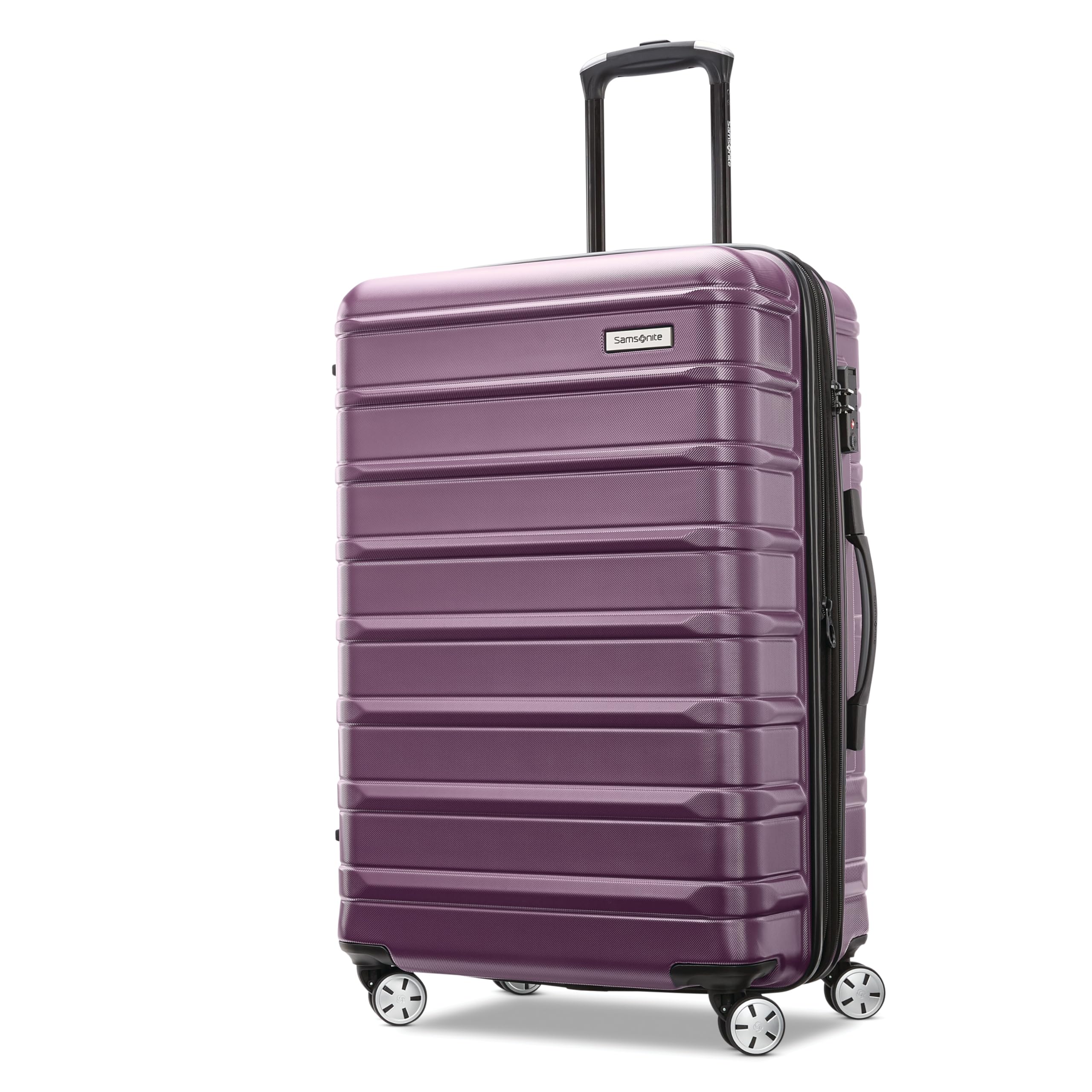 Samsonite Omni 2 Hardside Expandable Luggage with 360° Spinner Wheels, 24-Inch Checked-Medium Suitcase - Purple | Perfect for Business Travel, Vacations & Airplane Carry-On