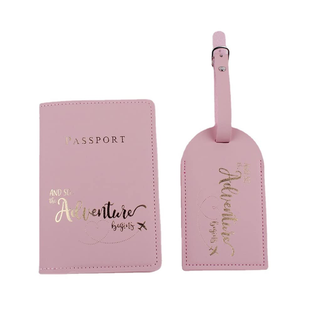 Belsmi Waterproof Passport Holder and Luggage Tags Set - Durable Travel Suitcase ID Tags for Airports (Style 1 - Pink) - Perfect for International Flights, Cruise Vacations & Business Trips
