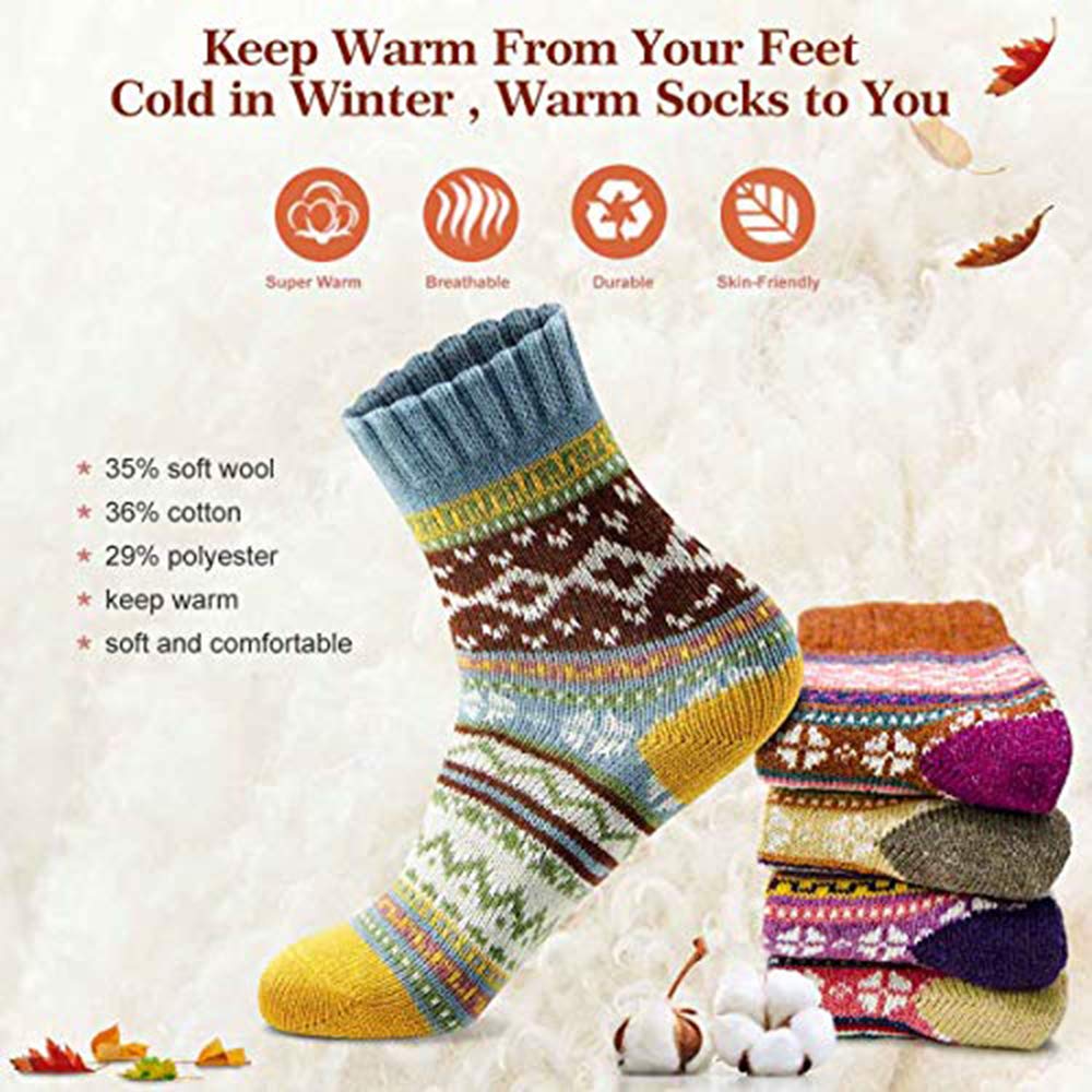 MORECOO Women's Winter Socks - Thick Wool Soft Warm Cozy Crew Socks for Women | Christmas Gifts & Stocking Stuffers | Perfect for Cold Weather, Home & Office Comfort