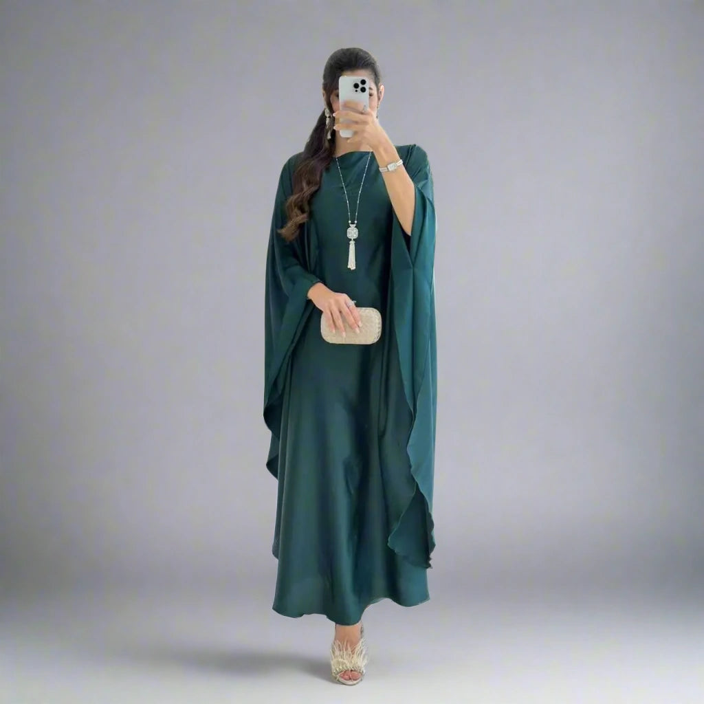 Urgarment Farasha Abaya Dress with Batwing Sleeves - One Size Fits All (#25096) | Elegant Muslim Women's Prayer Dress for Mosque & Special Occasions